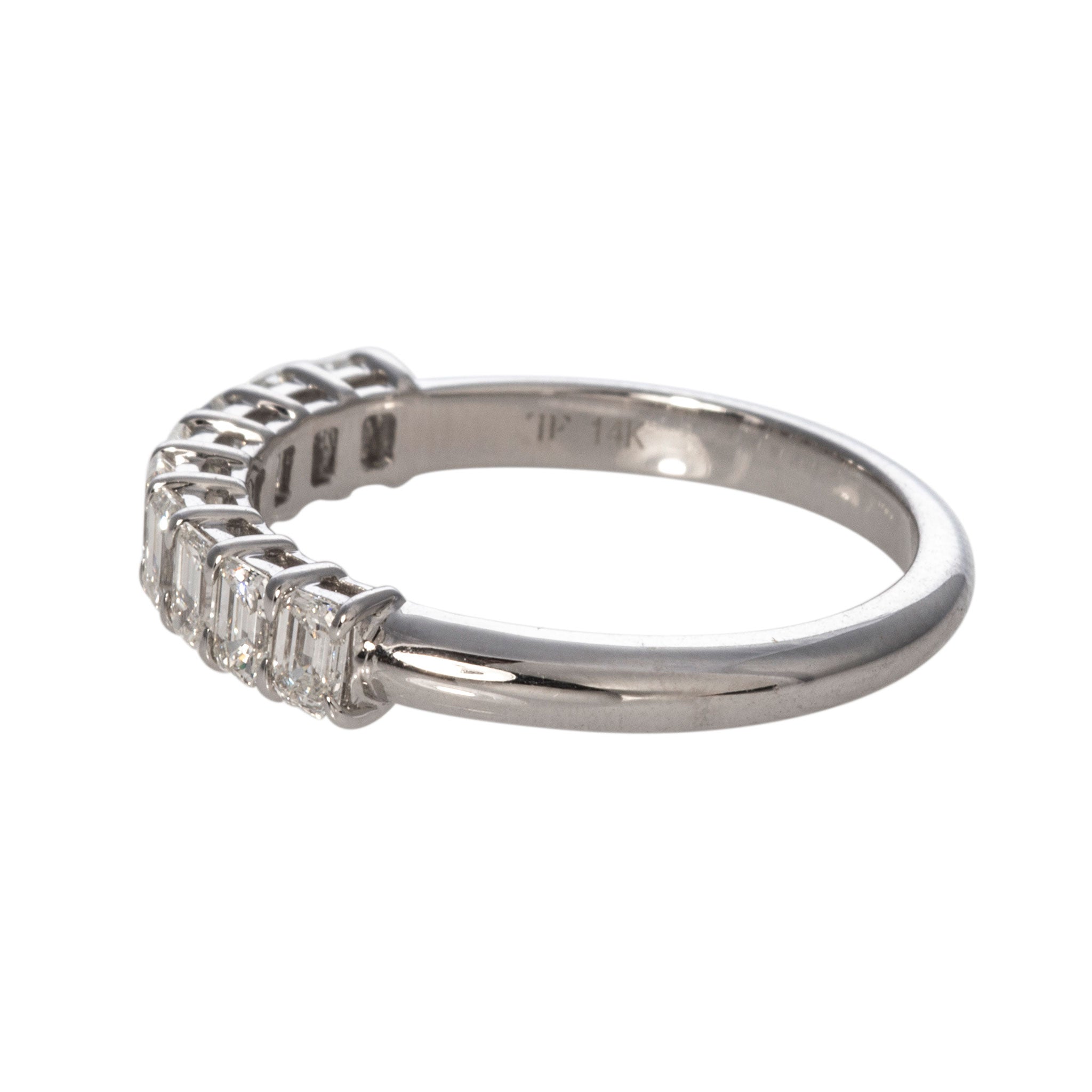1ctw Emerald Cut Diamond Halfway 18K White Gold Wedding Band - Perfect for Engagement Rings, Anniversary Gifts & Bridal Jewelry