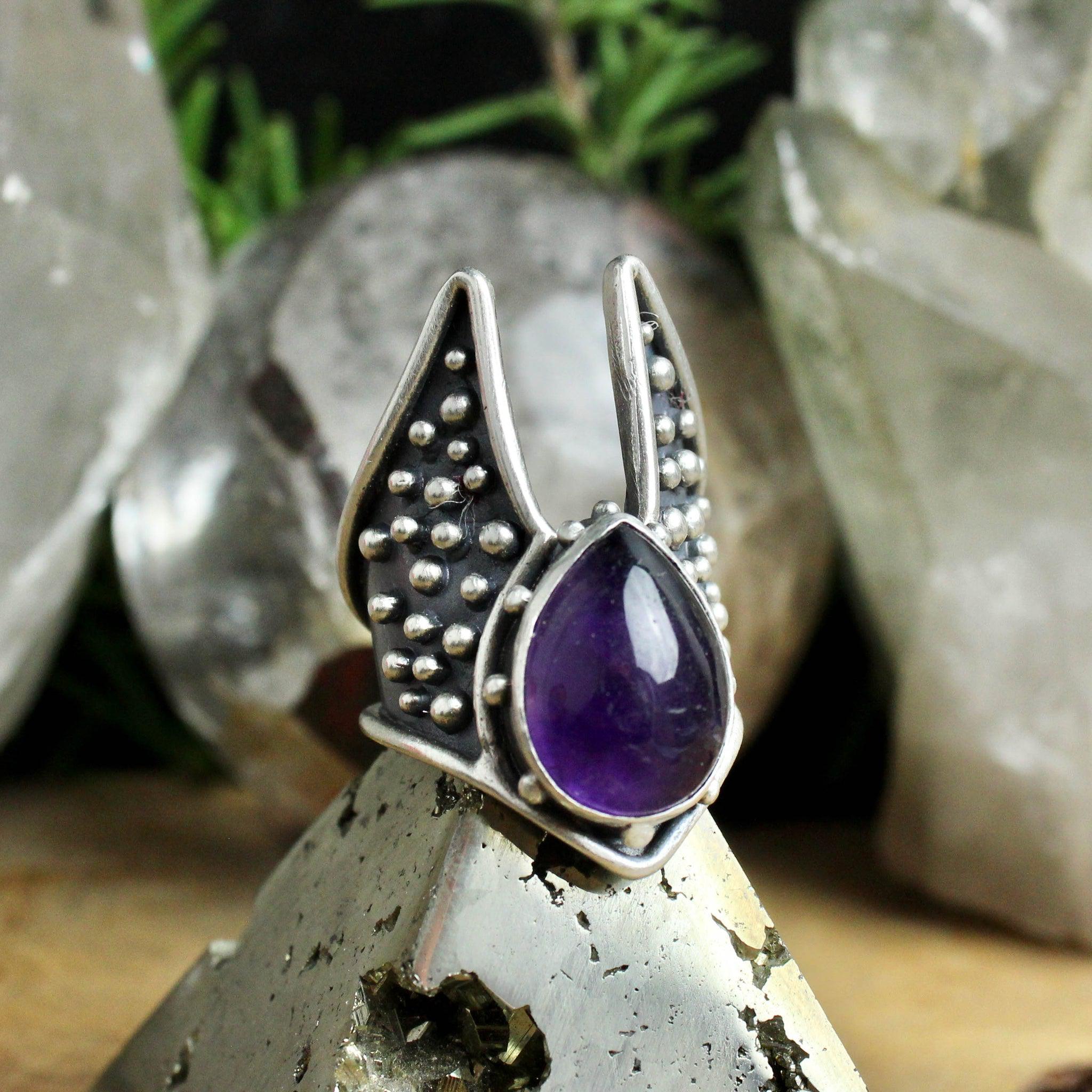Cygnus Ring With Amethyst - Elegant Purple Gemstone Jewelry for Women | Perfect for Weddings, Anniversaries & Special Occasions
