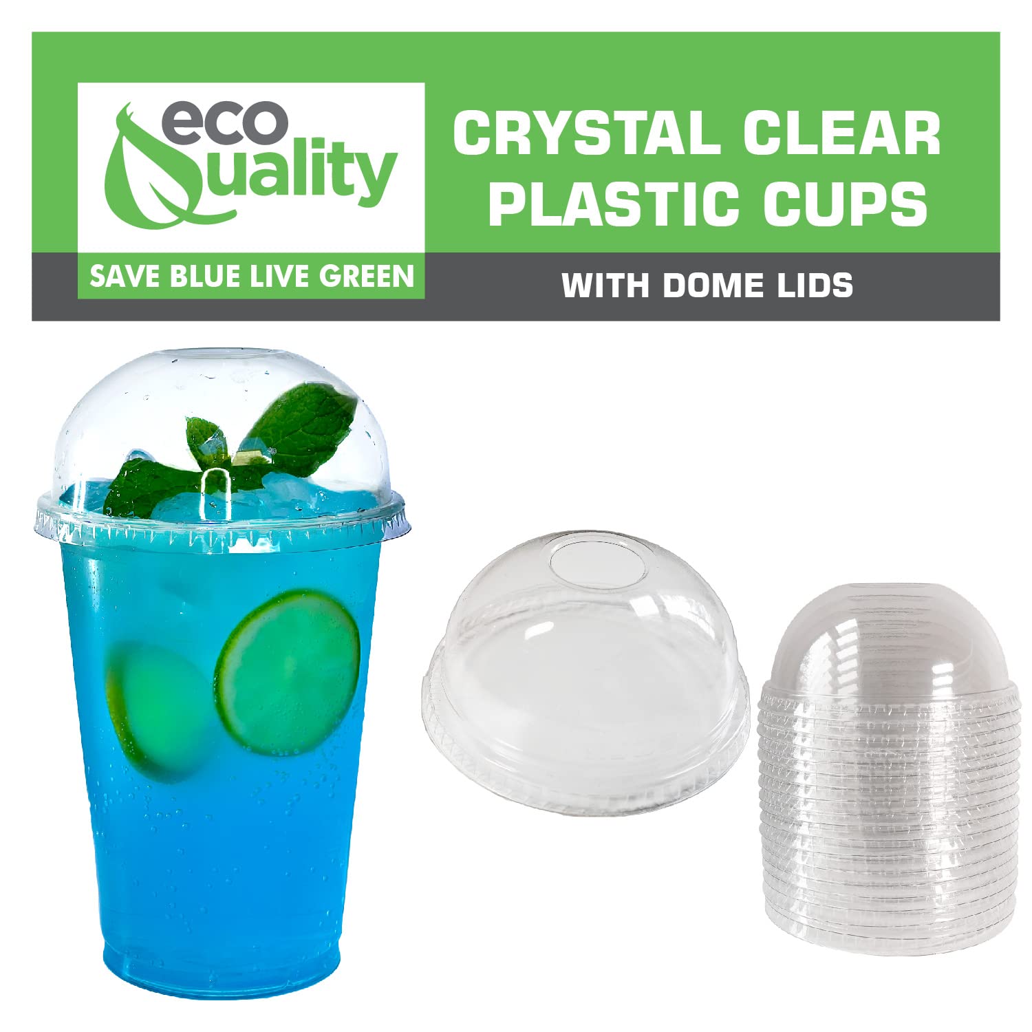 16 oz Clear Plastic Disposable Cups with Dome Lids - 500 Pack | Iced Coffee, Smoothie, Juice, Soda & Cocktail Drink Cups | Perfect for Coffee Shops, Bubble Tea, Parties, Events & Takeout