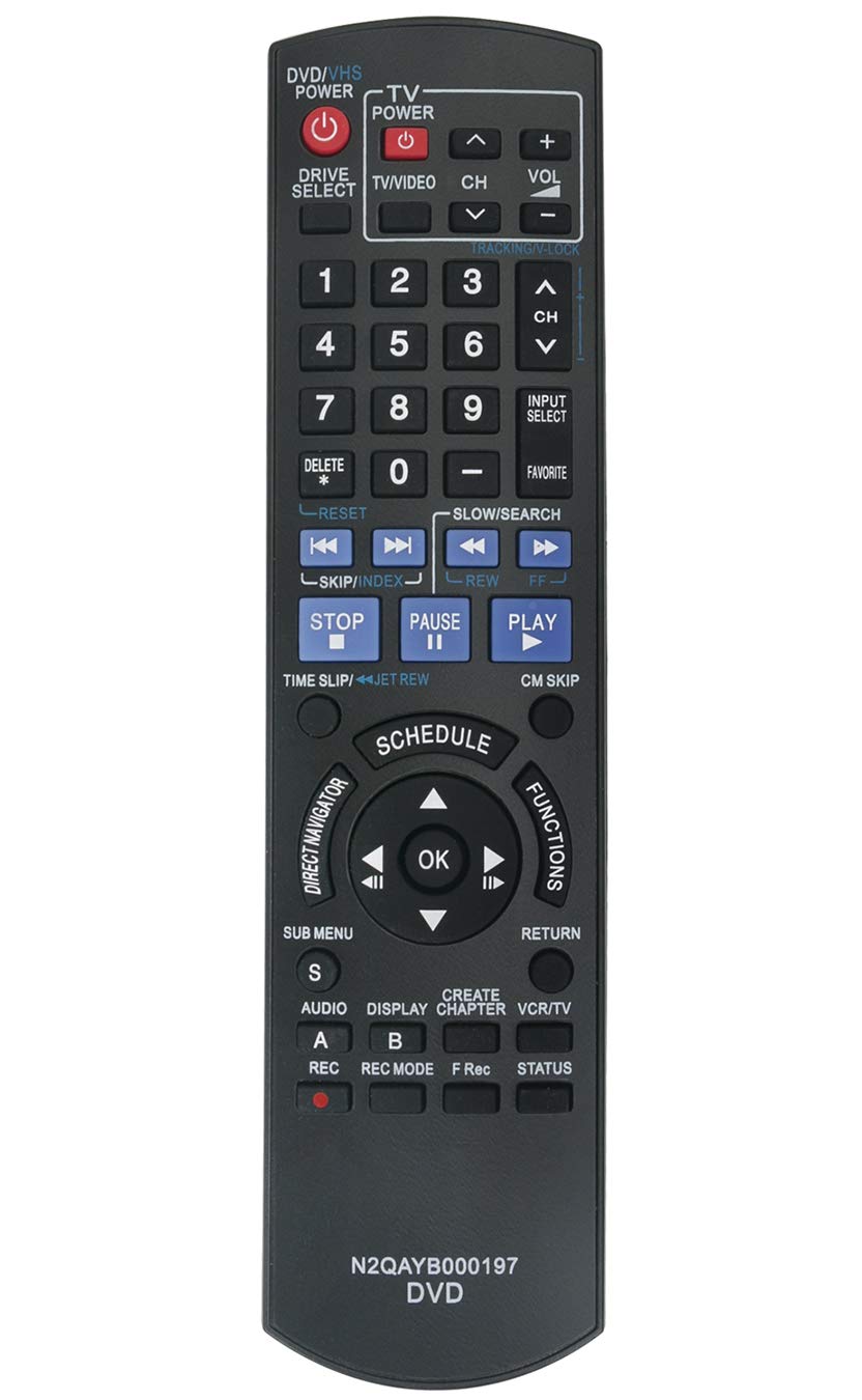 Original Remote Control Replacement for Panasonic DVD Recorder DMR-EZ485VK DMR-EZ37V DMR-EZ485V DMR-EZ48V - Compatible with Home Theater & Entertainment Systems