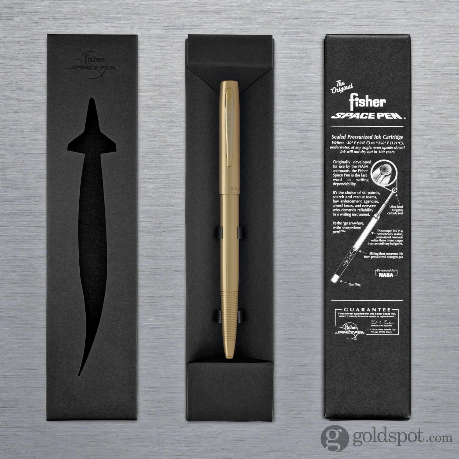 Fisher Space Pen Cap-O-Matic Ballpoint Pen - Brass Lacquer Finish, Refillable & Pressurized Ink for Smooth Writing - Perfect for Office, Travel, and Outdoor Adventures