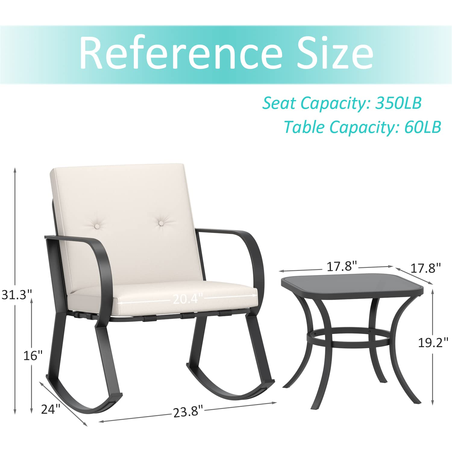 **Flamaker 3-Piece Outdoor Rocking Chair Set – Upgraded Metal Bistro Chairs with Thickened Cushions & Coffee Table – Modern Patio Furniture for Porch, Balcony, Lawn, Garden & Backyard (Beige) – Perfect for Relaxing, Entertaining & Outdoor Dining**
