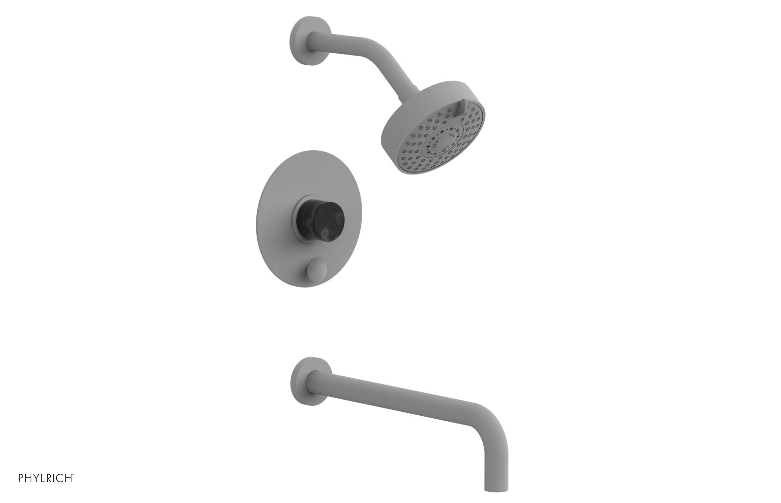 BASIC II 12 Pressure Balance Tub and Shower Set - Black Marble Finish, 230 28 12 - Perfect for Modern Bathroom Renovations & Spa-Like Showers