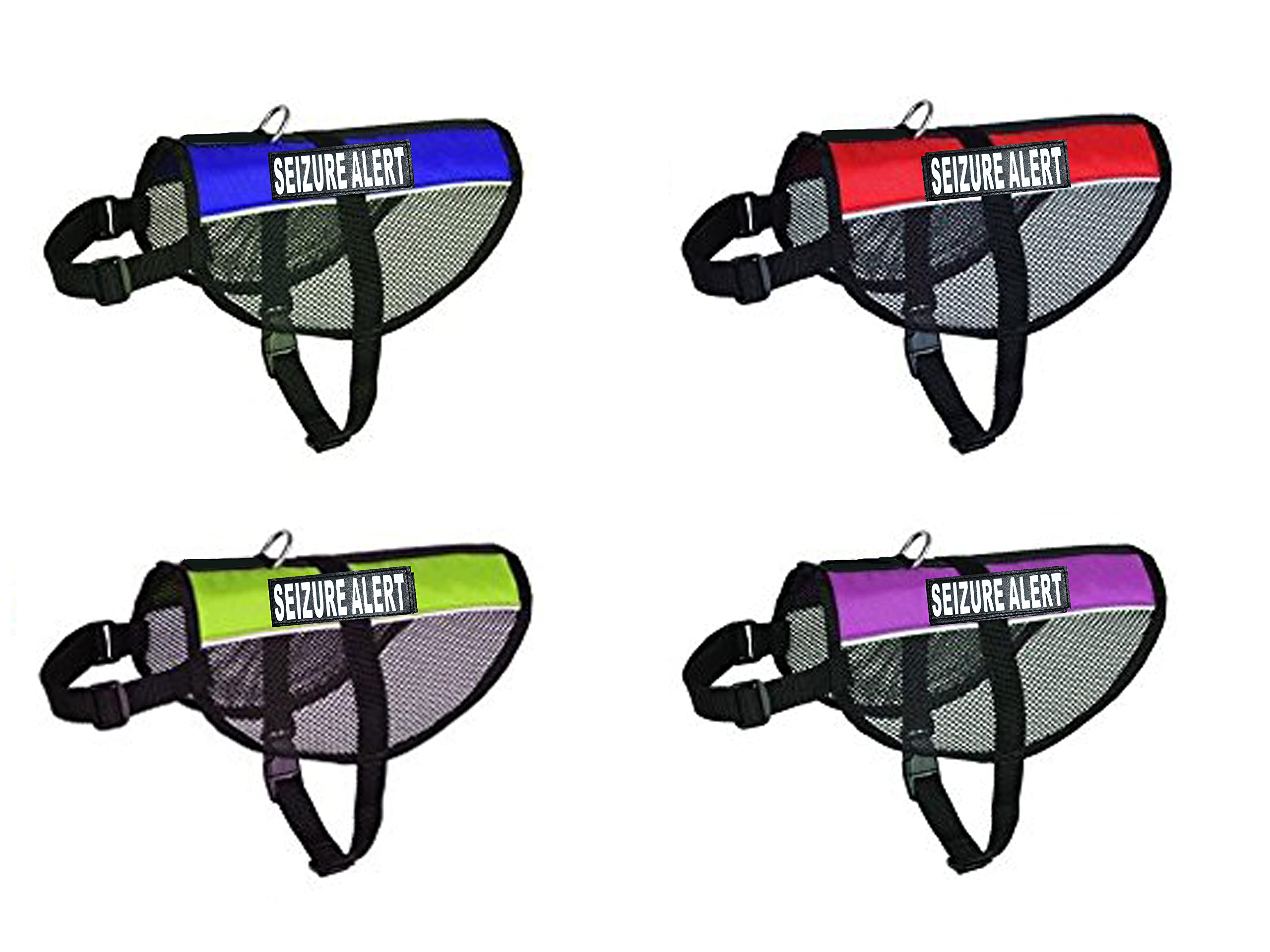 Seizure Alert Service Dog Mesh Vest Harness - Breathable Nylon for Small, Medium & Large Dogs - Includes 2 Reflective Removable Patches (Measure Before Ordering) - Perfect for Epilepsy Assistance & Outdoor Activities