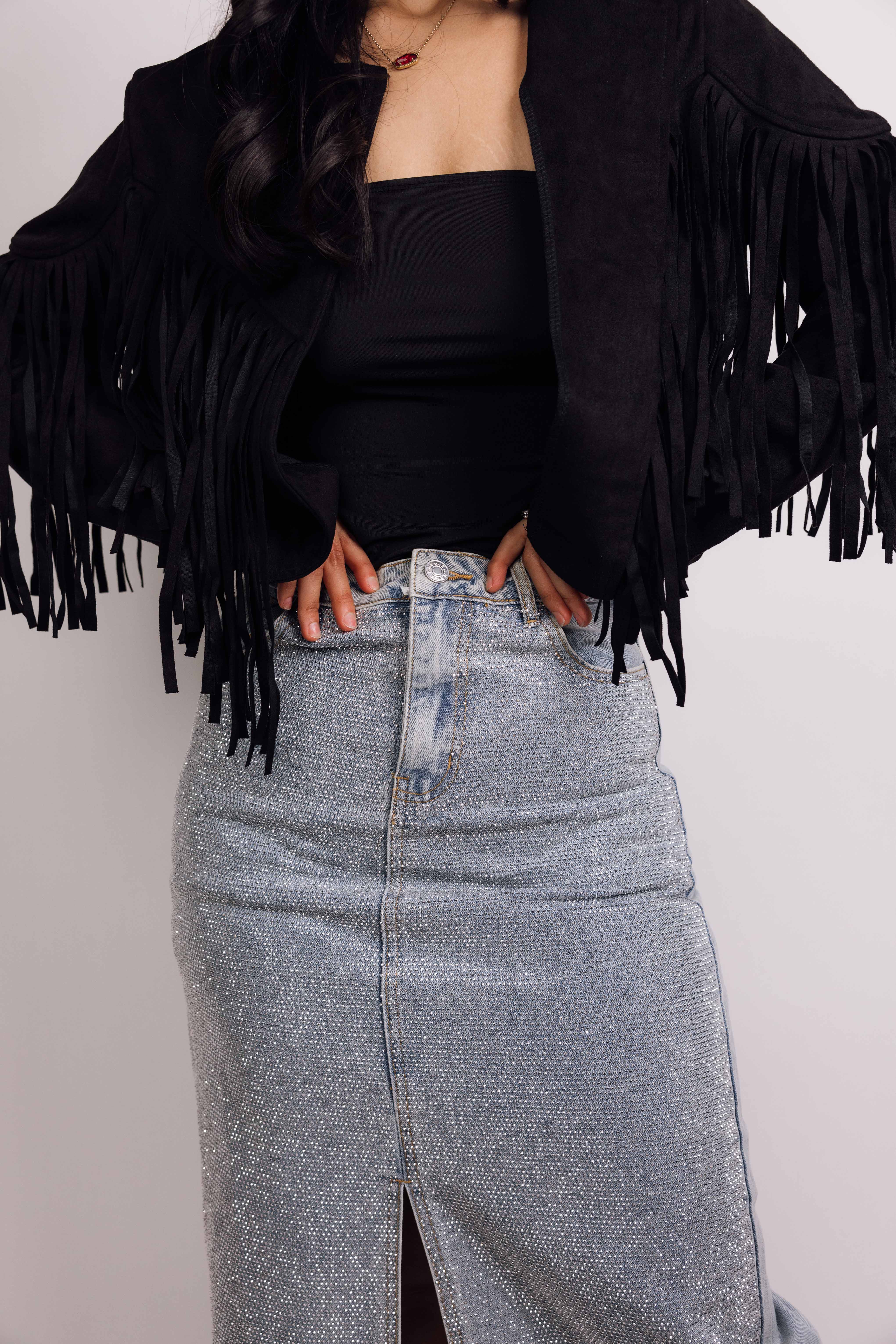 Sparkly High Slit Maxi Skirt for Women - Elegant Mid Rise Party Dress with All Over Glitter - Perfect for Evening Events, Weddings & Special Occasions