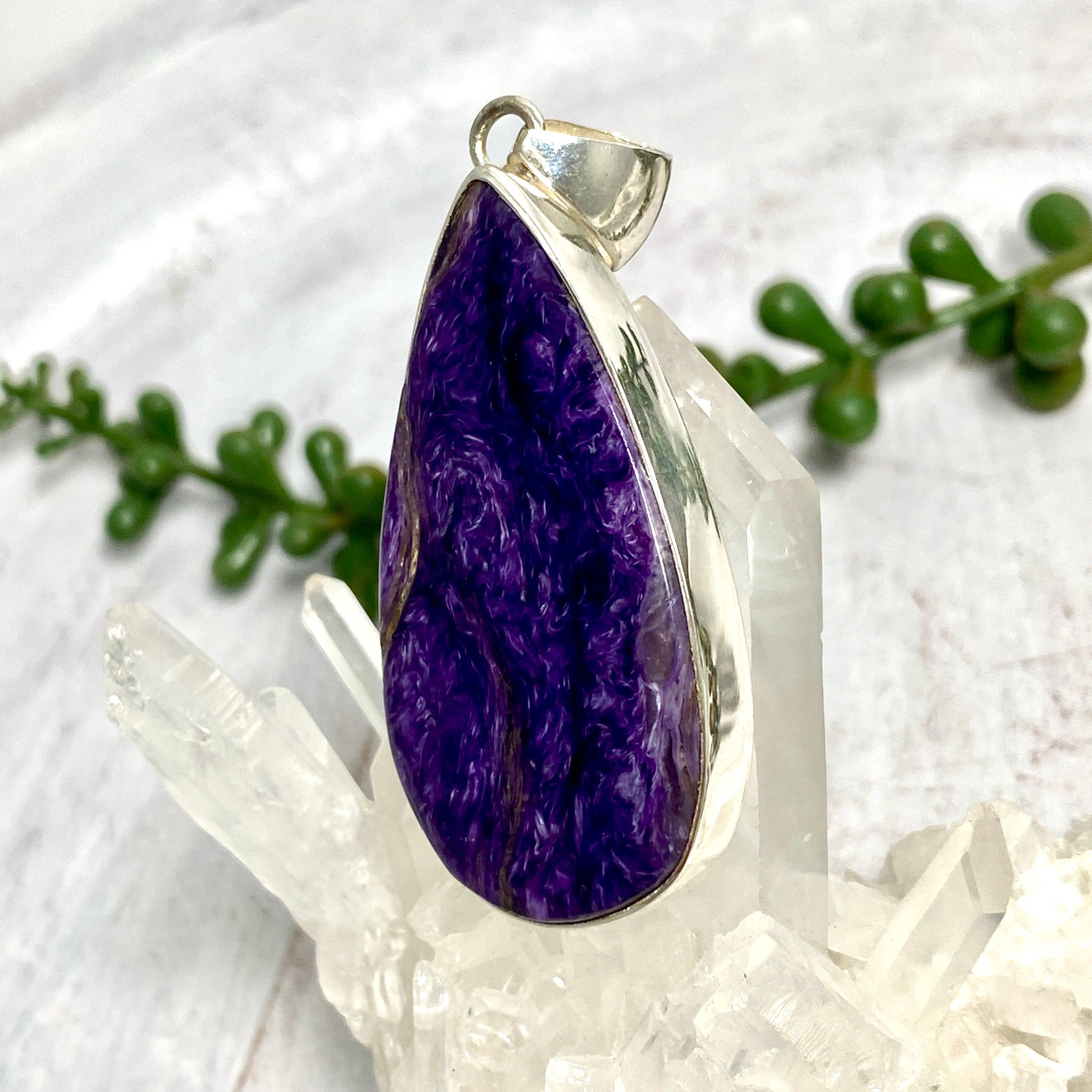 Charoite Teardrop Pendant Necklace KPGJ3389 - Elegant Purple Gemstone Jewelry for Women, Perfect for Gifts, Parties & Special Occasions