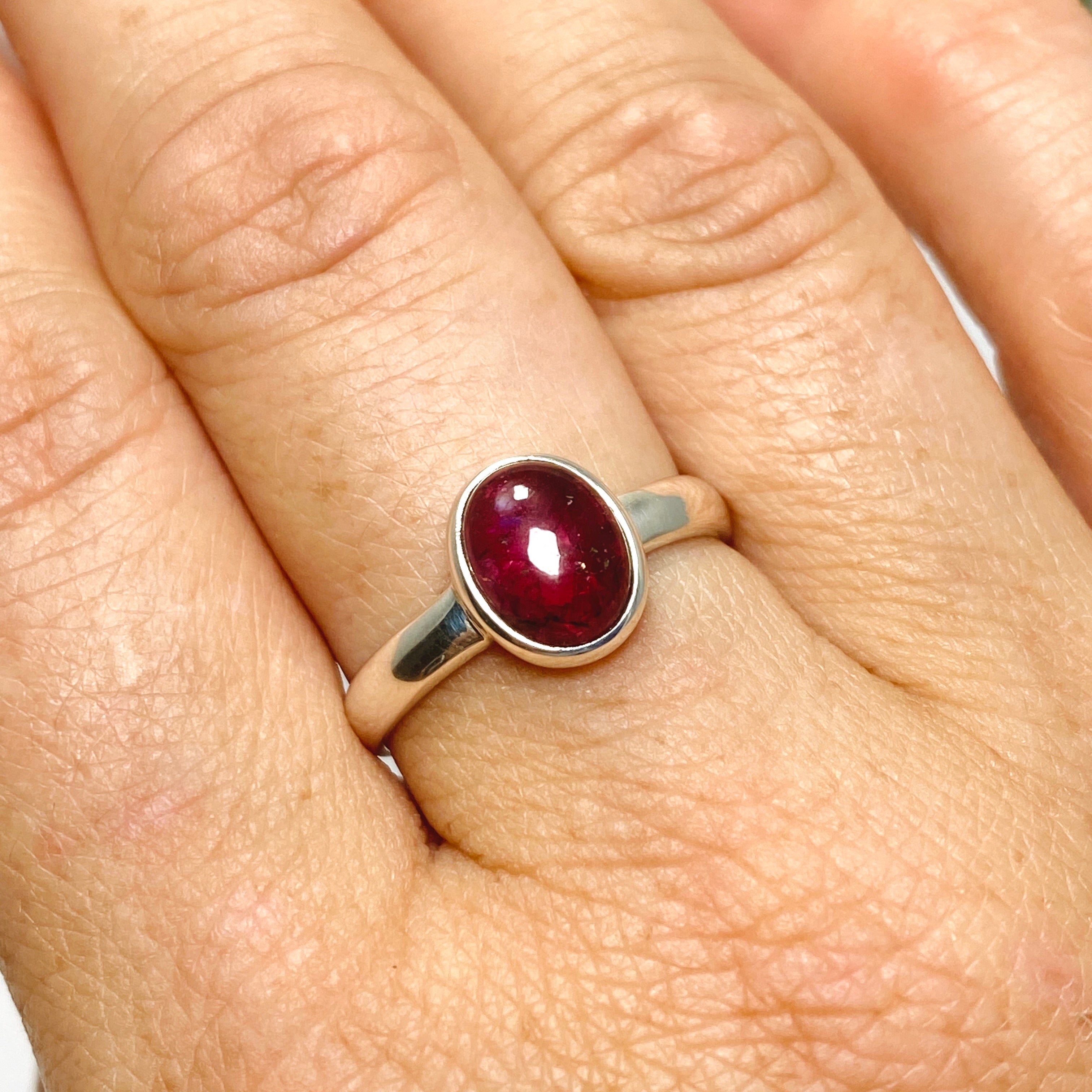 Pink Tourmaline Oval Cabochon Ring - Size 9 - PRGJ735 - Perfect for Engagement, Anniversary Gifts & Everyday Elegance