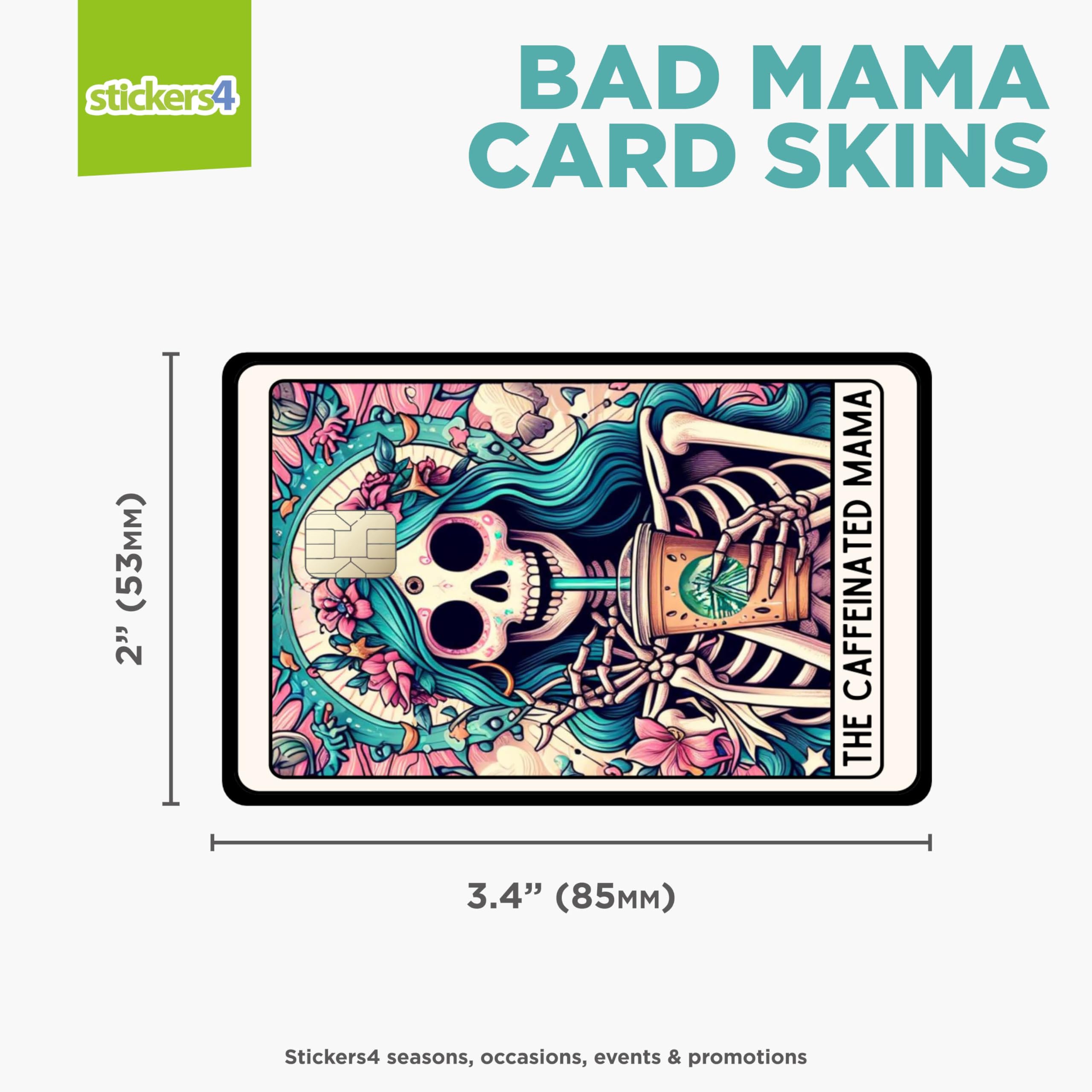 4 Pack Bad Mama Credit Card Skins for Women - Premium Vinyl Sticker Decals for Credit & Debit Cards - Fun & Stylish Card Protectors - Perfect for Wallets, Gift Cards & Everyday Use