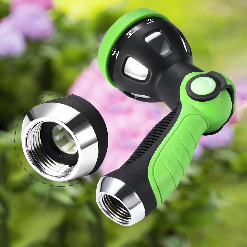 Metal Garden Hose Nozzle - 10 Adjustable Spray Patterns for Watering, Cleaning & Car Washing