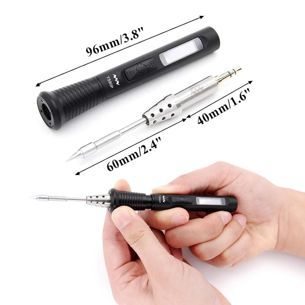 TS80P Smart Mini Portable Soldering Iron Station Kit - 572℉ Fast Heating, USB-C PD Power, Digital OLED Display | Perfect for Electronics Repair, DIY Projects & Hobbyists