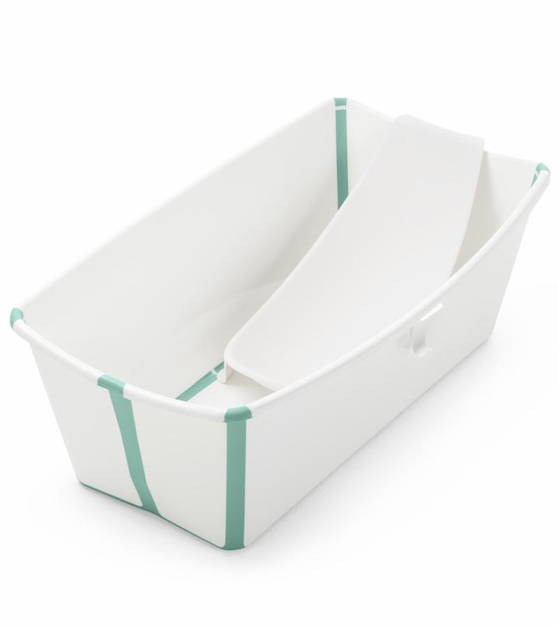 Stokke Flexi Bath Baby Bathtub with Heat Sensitive Plug & Newborn Insert - Foldable Infant Tub for Safe Bathing at Home or Travel