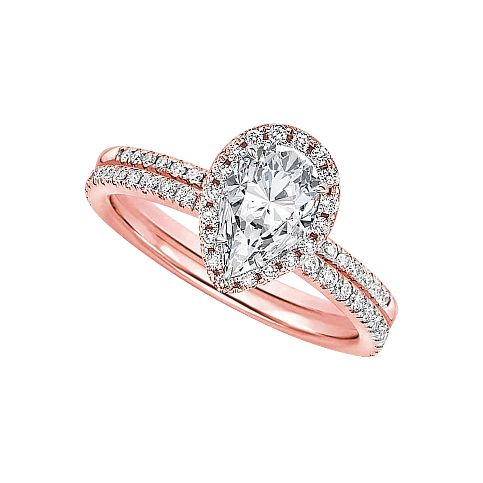 Rose Gold Hollow Diamond Promise Ring for Women & Men - Wedding & Stacking Jewelry for Couples