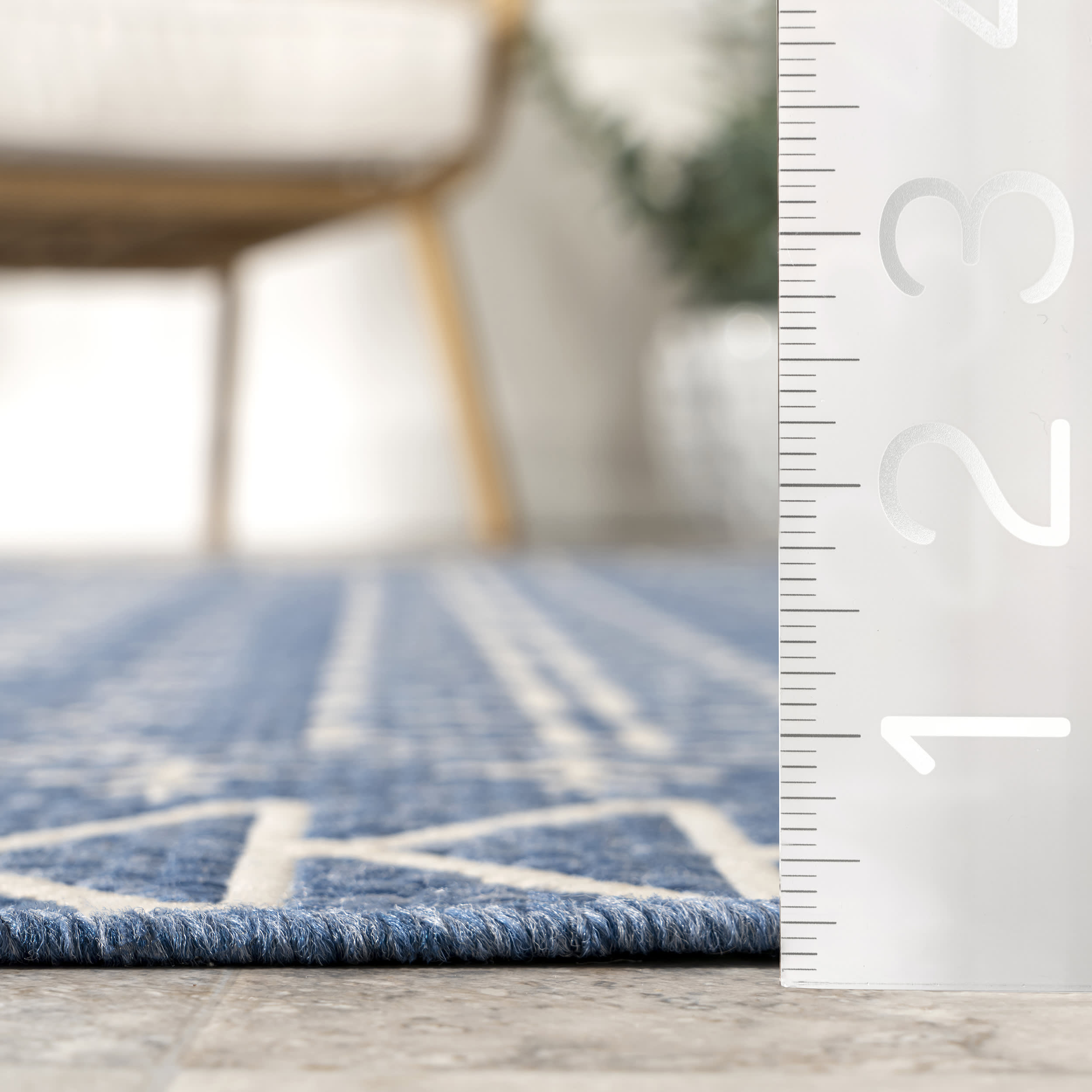 Premium Diamond Bordered Indoor/Outdoor Rug - Non-Slip, Waterproof & Durable Blue Area Rug for Living Room, Patio, or Deck - Home & Garden Decor