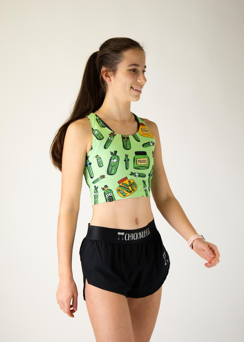 Pickles PWR Women's Crop Top - Trendy Athletic Workout Shirt for Running, Yoga & Gym - Comfortable & Breathable Fitness Apparel