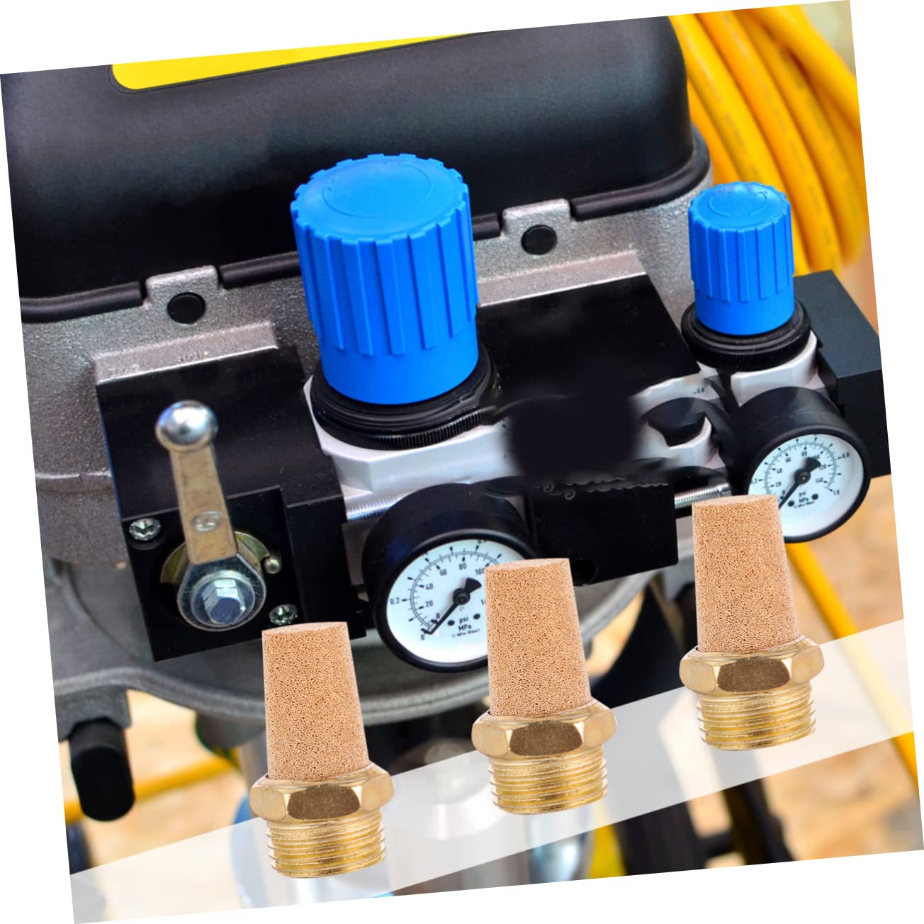 4PCS Brass Pneumatic Muffler G1/2 Male Thread Air Solenoid Connector - Noise Reduction for Air Compressor Systems - Ideal for Industrial Machinery & HVAC Applications