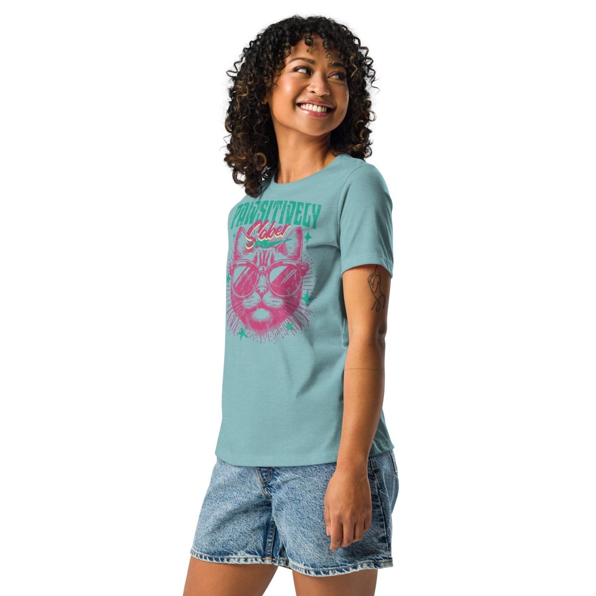 Relaxed Pawsitively Sober T-Shirt for Women - Soft Comfort Fit Tee with Inspirational Message | Perfect for Sober Living, Recovery Support & Casual Everyday Wear
