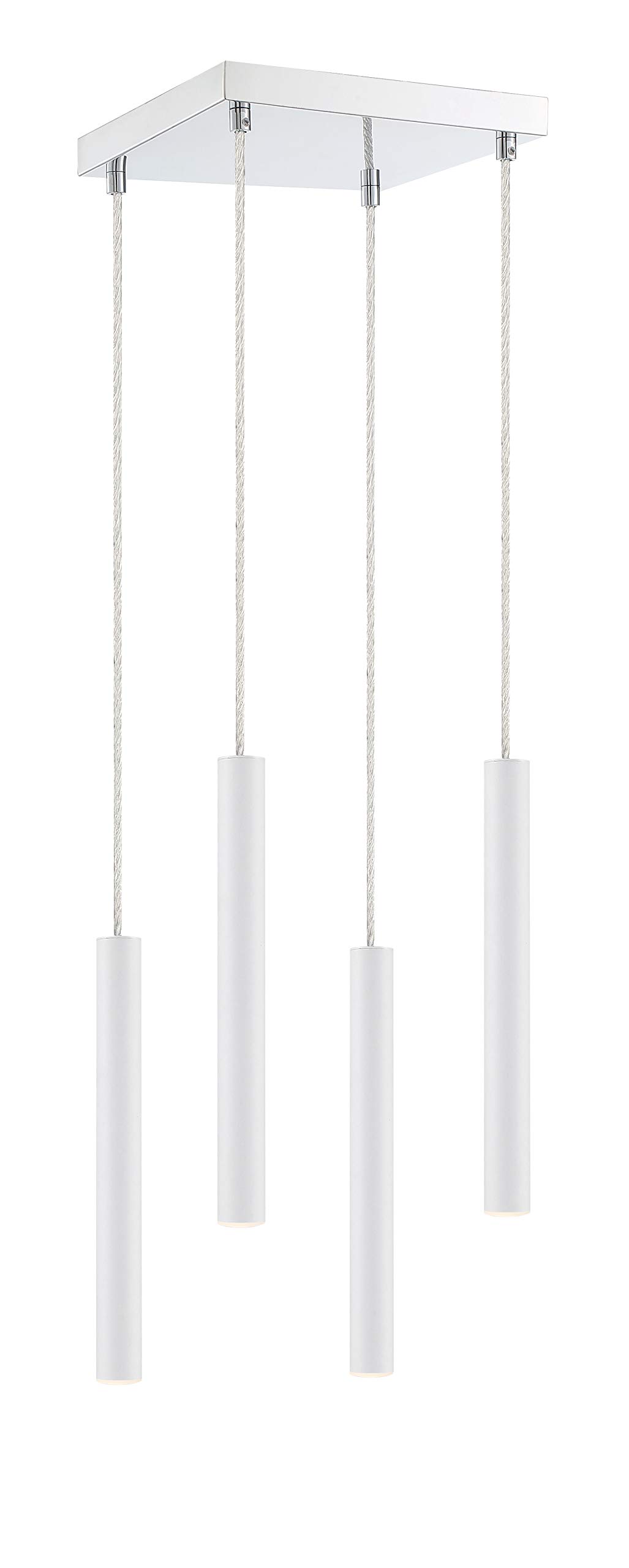 4-Light Matte White Pendant Lighting Fixture for Kitchen Island, Dining Room & Billiard Table - Modern Farmhouse & Industrial Style Chandelier