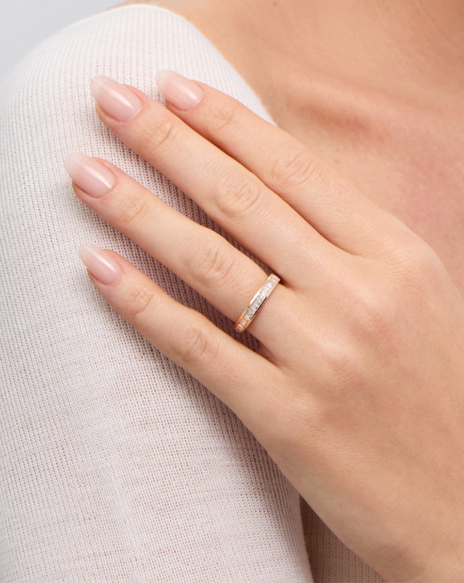 Baguette Diamond Channel Set Half Band Ring - Elegant Wedding, Engagement & Anniversary Jewelry Gift for Women