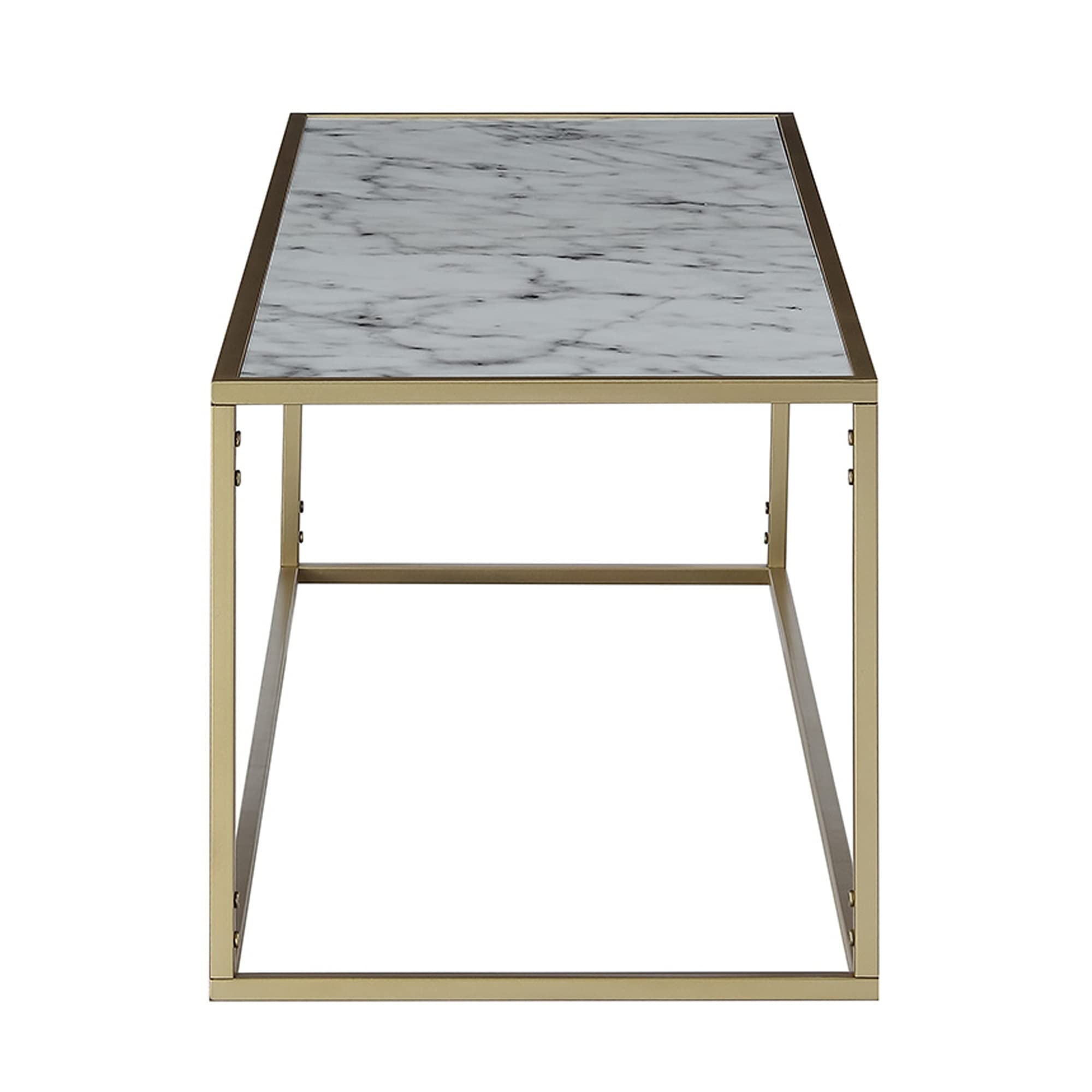 Modern Gold Coast Faux Marble Rectangle Coffee Table - Stylish Living Room Centerpiece for Home Decor & Entertaining