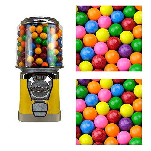 Yellow Gumball Machine for Kids - Home Vending Machine with 4 Lb Assorted Fruit Gumballs - Coin Operated Bubble Gum Dispenser - Perfect for Birthday Parties, Classroom Rewards & Home Decor