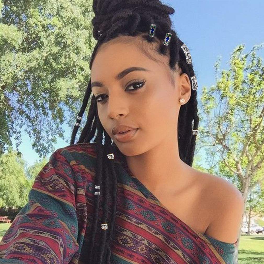 22 PCS Spiral Hair Coils & Dreadlock Beads for Braiding - DIY Hair Jewelry Accessories for Dreadlocks, Braids & Natural Hair Styling