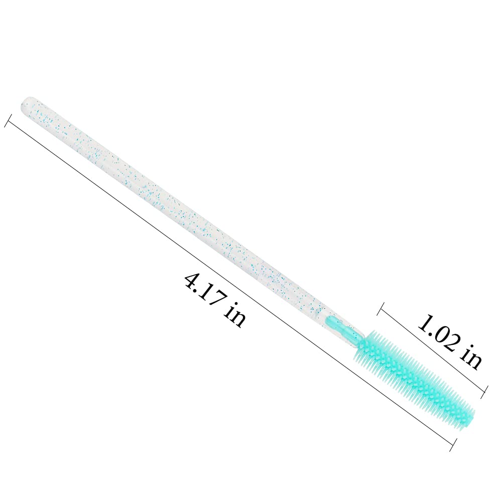 100 Pcs Disposable Silicone Mascara Wands - Reusable Eyelash Extension Brushes for Professional Makeup Artists & DIY Lash Lovers (Crystal Blue/Mint Green) - Perfect for Salon, Home Use & Travel Makeup Kit