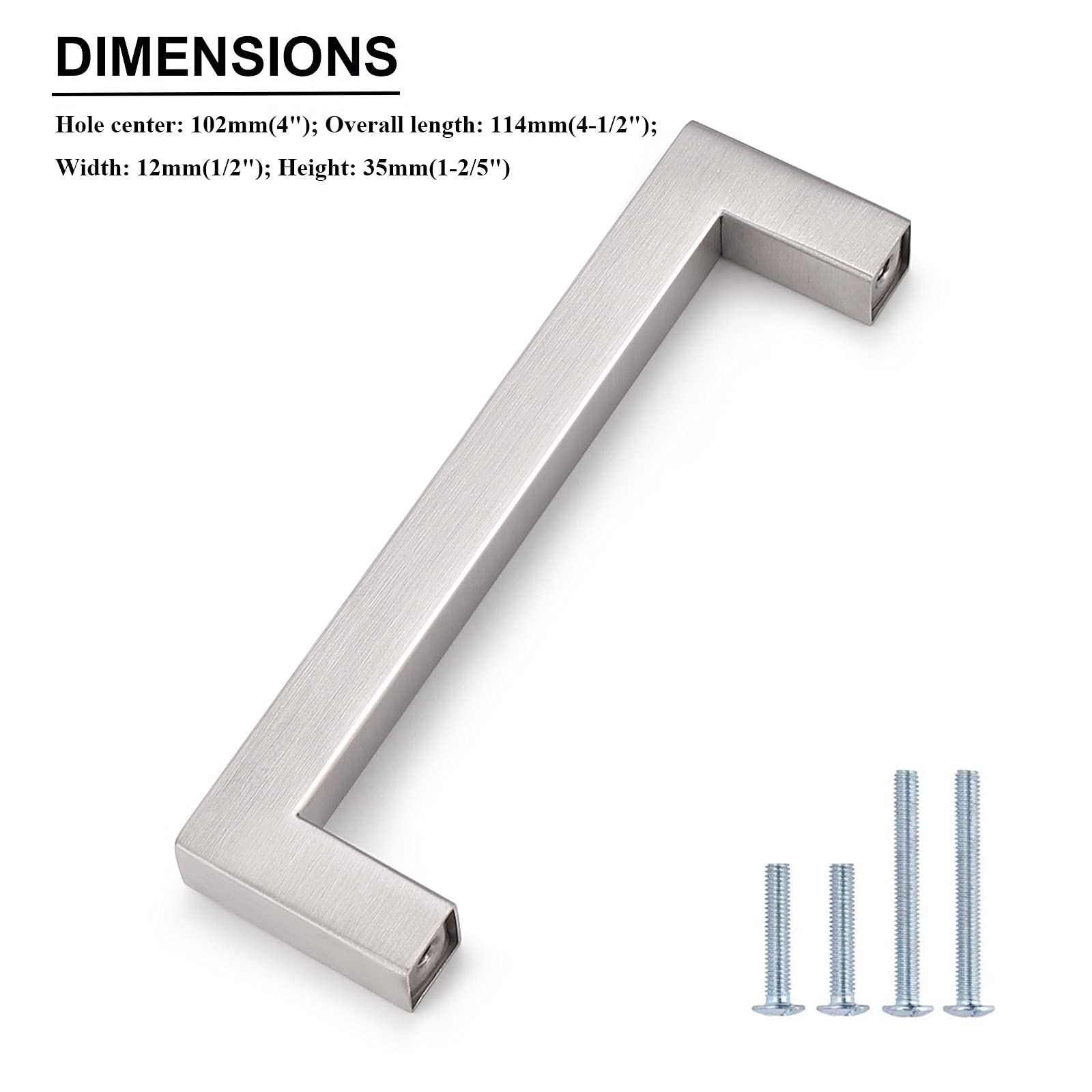 30 Pack 4 Inch (102mm) Brushed Nickel Square Bar Cabinet Pulls - Modern Kitchen Cabinet Handles & Drawer Pulls for Cabinets, Dressers, Wardrobes and Furniture Hardware