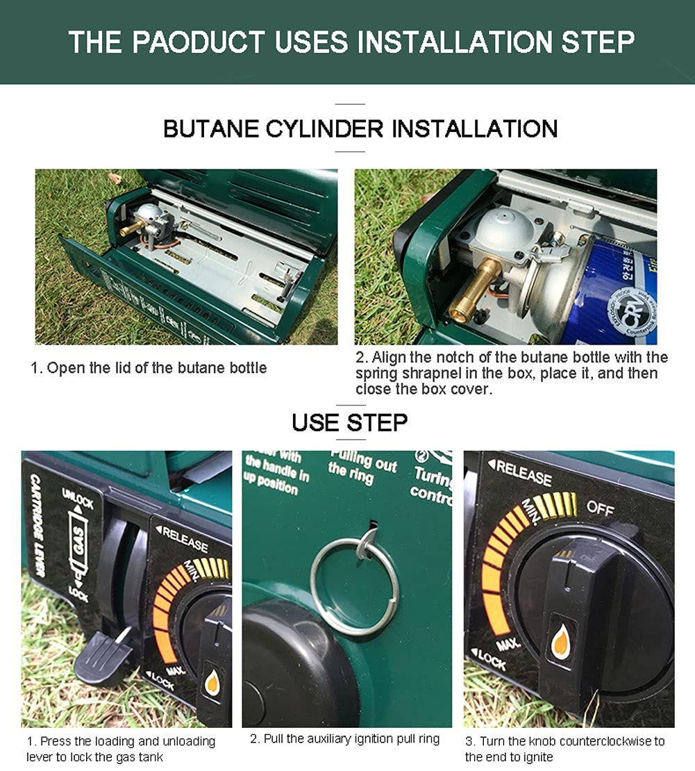 Portable 2-in-1 Butane Gas Heater & Stove - 1.3kW Compact Outdoor Heater for Camping, Tents, Caravans, Fishing - Stainless Steel Space Heater with Water Boiling Function | Perfect for Winter Adventures, Emergency Heating & Outdoor Cooking