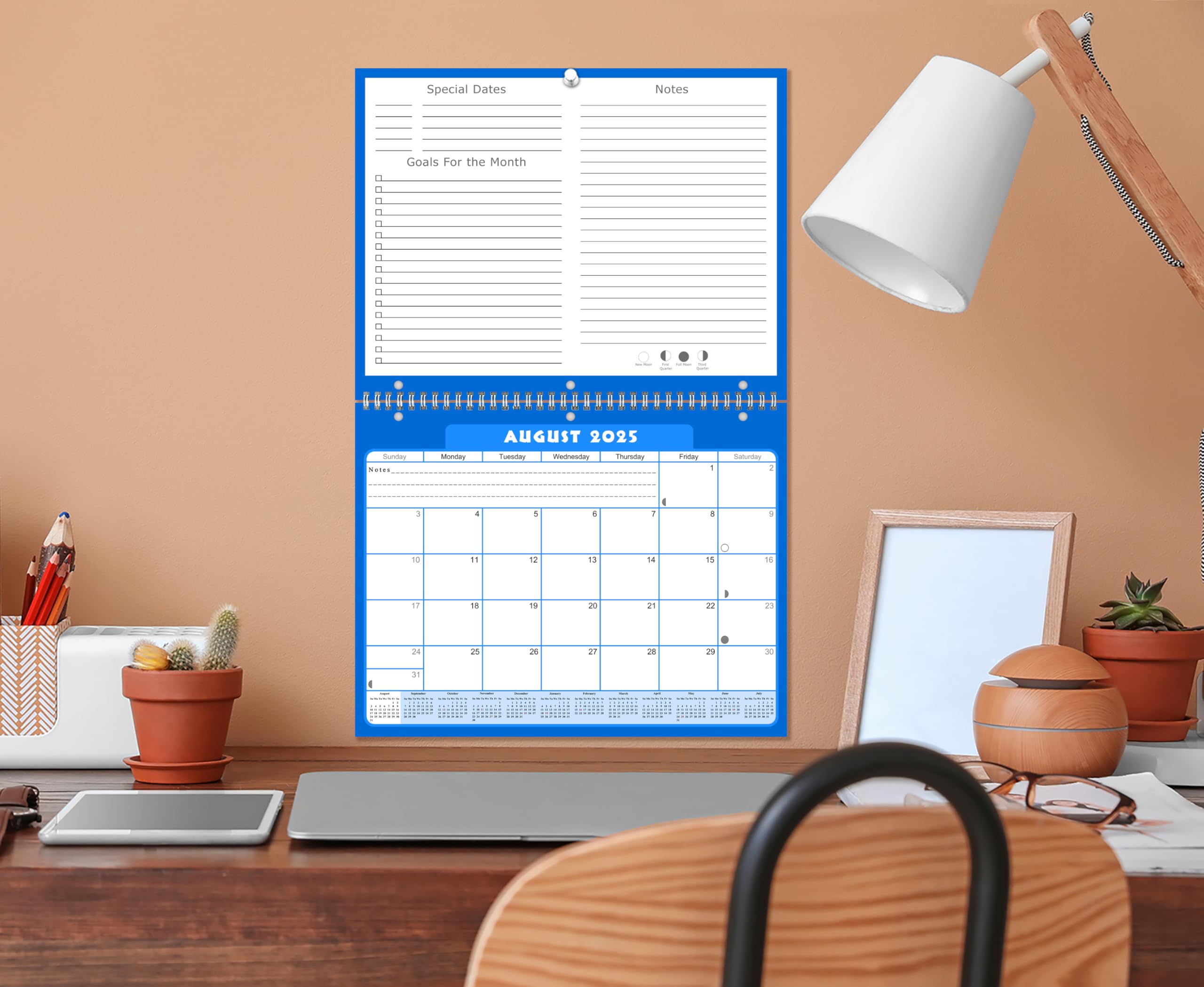 2025-2026 12-Month Academic Wall & Desk Calendar Planner with 3-Ring Binder - Perfect for Students, Teachers & School Organization - Ideal for Classroom, Home Office & Study Planning