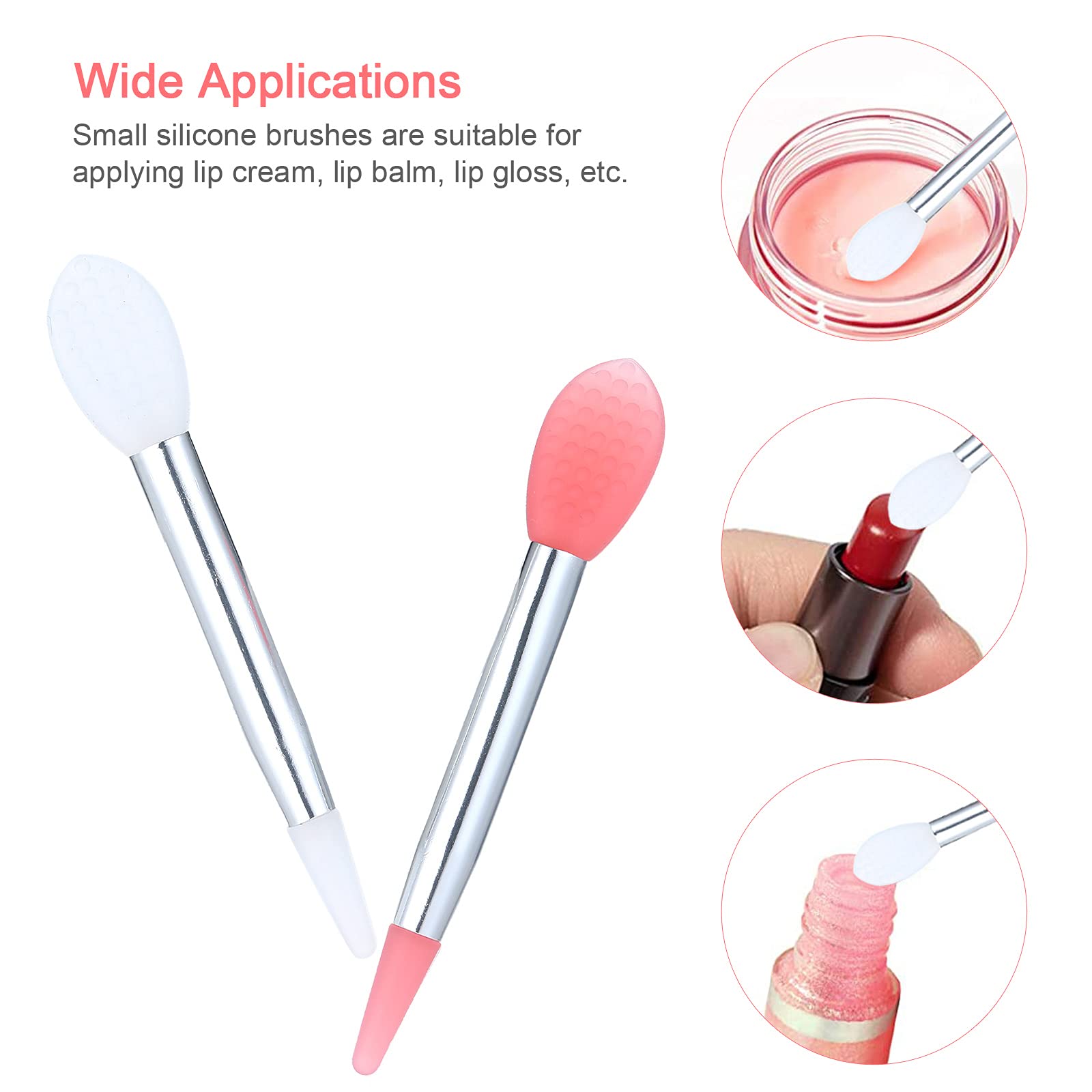 Homgee 10-Piece Silicone Lip Brush Set - Small Makeup Brushes for Lipstick Application with 2 Anti-Loss Covers - Perfect for Lip Care, Makeup Artists & Travel Kits