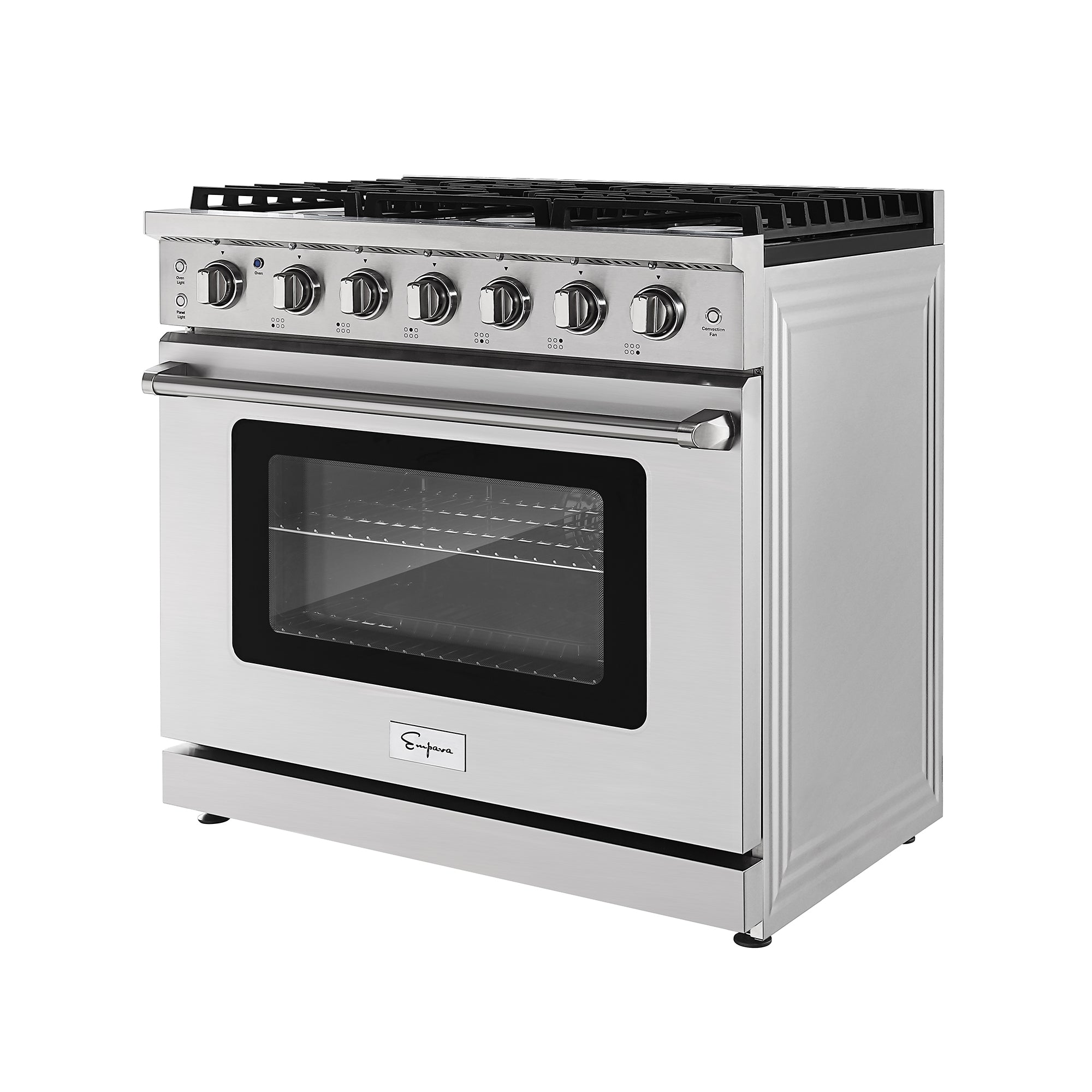 Empava 36 Inch Pro Style Freestanding Gas Range with 4 Sealed Burners - Stainless Steel 36GR11 - Perfect for Modern Kitchens & Professional Home Chefs