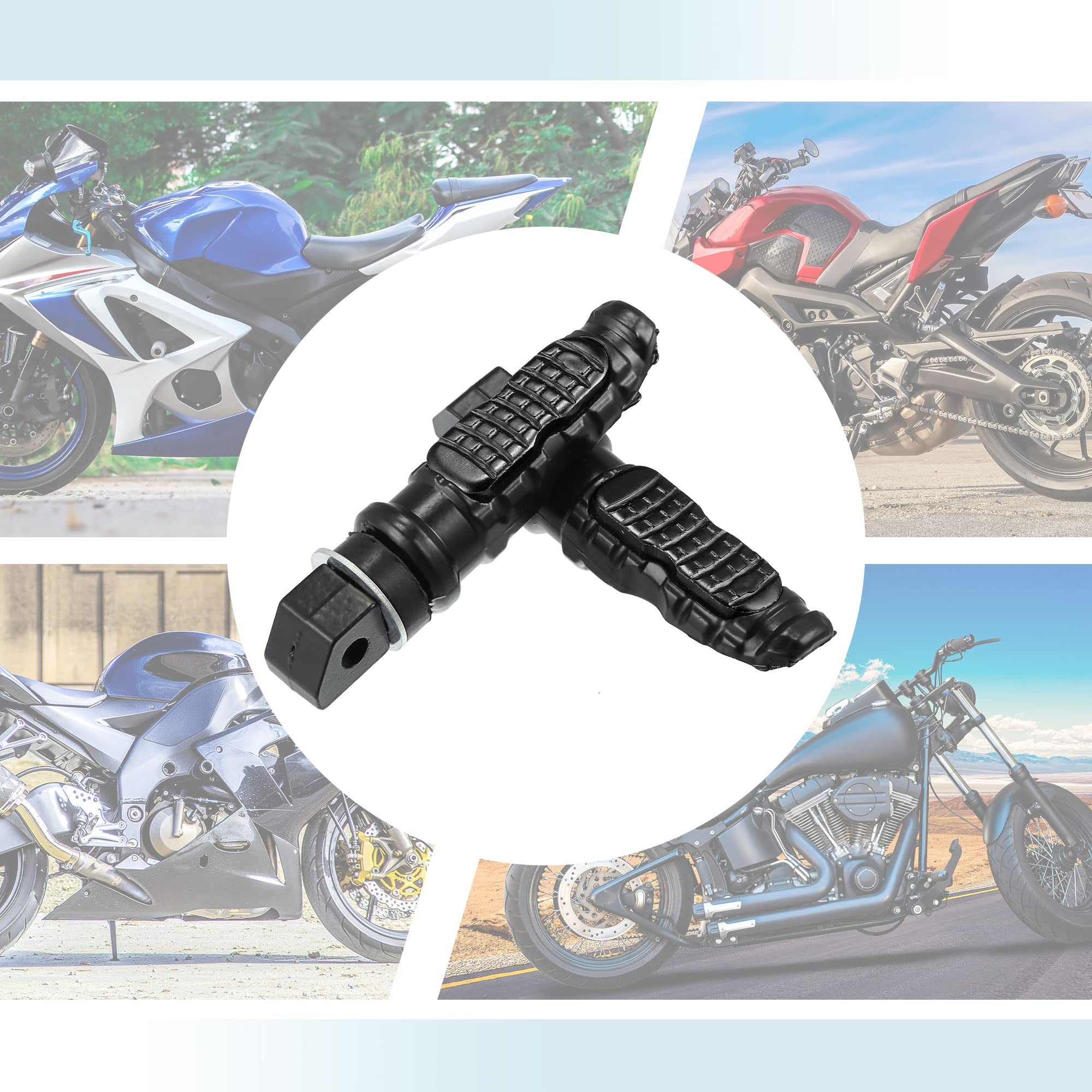 Motoforti 1 Pair Universal Motorcycle Foot Pegs - Aluminum Alloy Footrest Pedals for Cruiser, Dirt Bike & Street Bike - Black (Perfect for Long Rides & Off-Road Adventures)