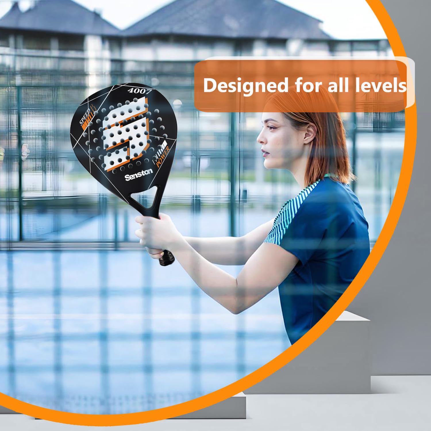 Senston Carbon Fiber Padel Tennis Racket with EVA Memory Flex-Foam Core | Premium Paddle Racket Set Includes Carry Bag & Balls | Perfect for Pop Tennis, Beach Tennis & Paddleball Games