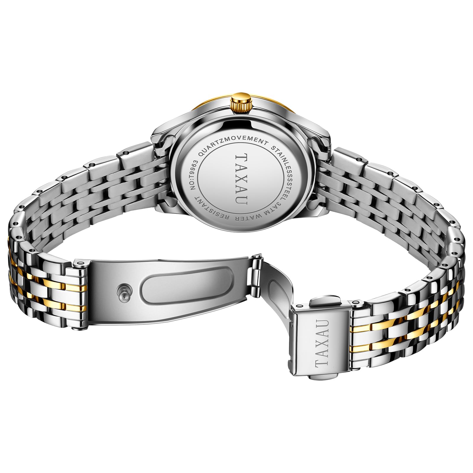 Elegant Gold & Silver Two-Tone Stainless Steel Women's Watch - Small Wrist, Waterproof, Day Date Analog Quartz Movement - Perfect for Office, Parties & Special Occasions