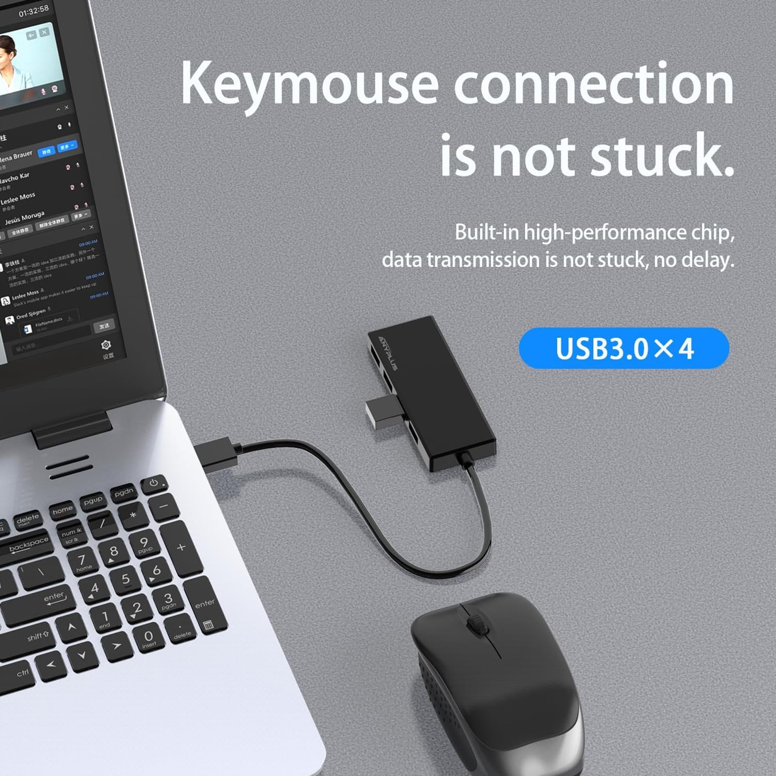 4-Port USB 3.0 Hub Splitter Adapter - High-Speed Data Transfer for Laptop, PC, Xbox, PS5, Printer & External HDD | Portable Multi-Port Expander for Home Office, Gaming & Workstation Setup