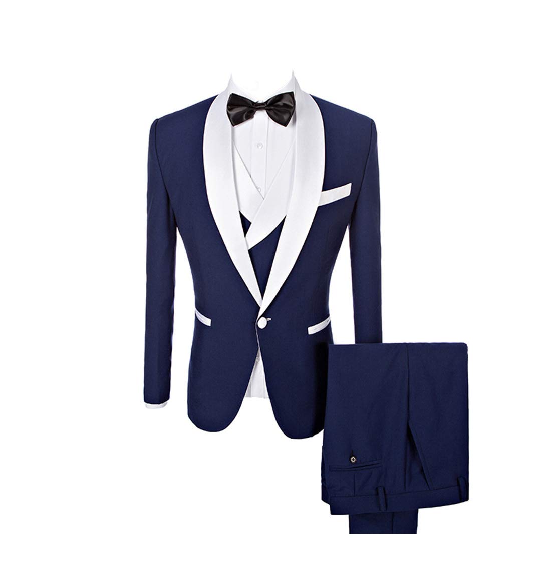 Men's Slim Fit Floral Weave 3-Piece Tuxedo Suit Set - 1 Button Formal Wedding Suit for Groomsmen & Groom - Perfect for Weddings, Proms & Special Occasions