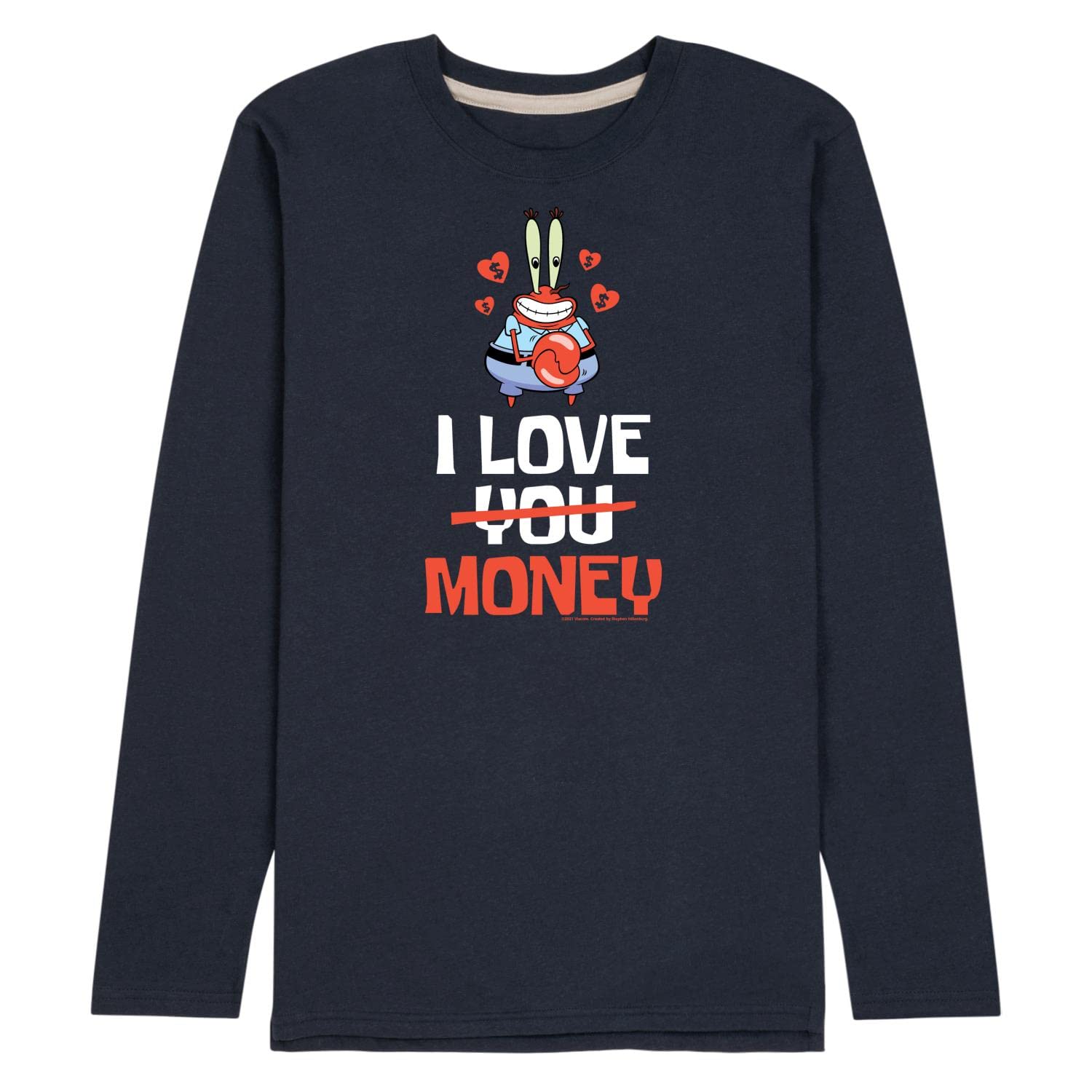 Spongebob Squarepants Valentine's Day Long Sleeve Jersey T-Shirt for Men - Soft Cotton Blend, Funny Cartoon Graphic Tee - Perfect Gift for Boyfriend, Husband & Fans (Office, Date Night, Cosplay)