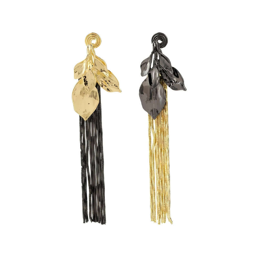 Mismatch Metallic Spiral Leaf Tassel Waterfall Earrings for Women | Boho Chic Dangle Earrings A1565 | Perfect for Parties, Weddings & Everyday Fashion Accessories
