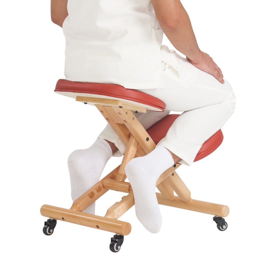 Ergonomic Wooden Foldable Kneeling Chair for Office & Home - Posture Correction Stool with Adjustable Height for Back Pain Relief - Perfect for Meditation, Yoga, and Desk Work