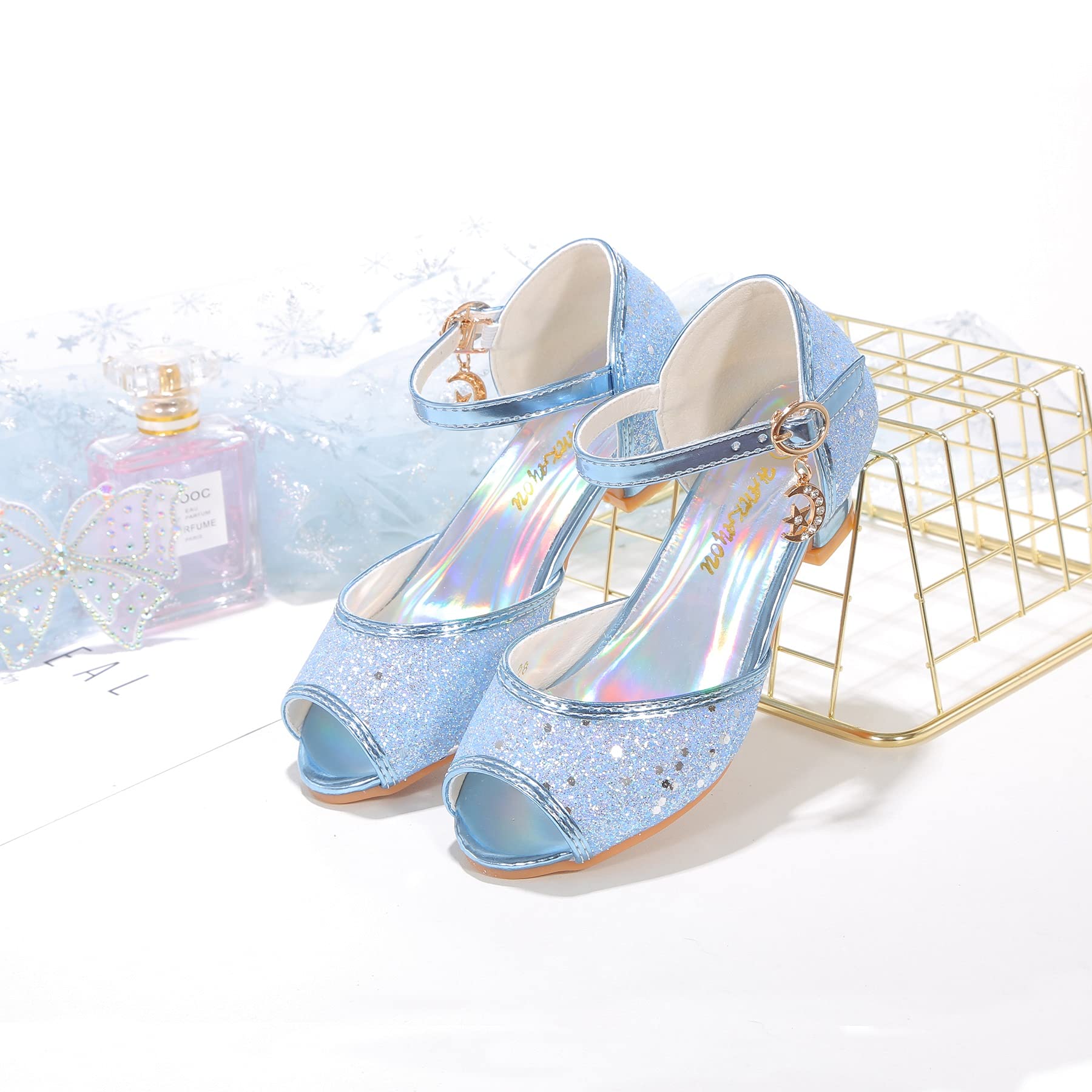 Sparkly Girls Mary Jane Shoes for Weddings & Parties - Princess Flower Strap Dress Shoes for Special Occasions | Perfect for Flower Girls, Pageants & Formal Events