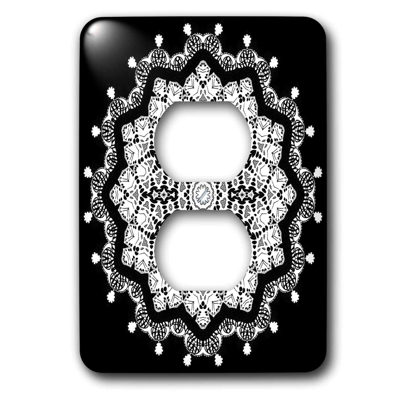 3D Rose Black and White Mandala Outlet Cover - Stylish Decorative Electrical Plate for Home, Office, and Meditation Spaces