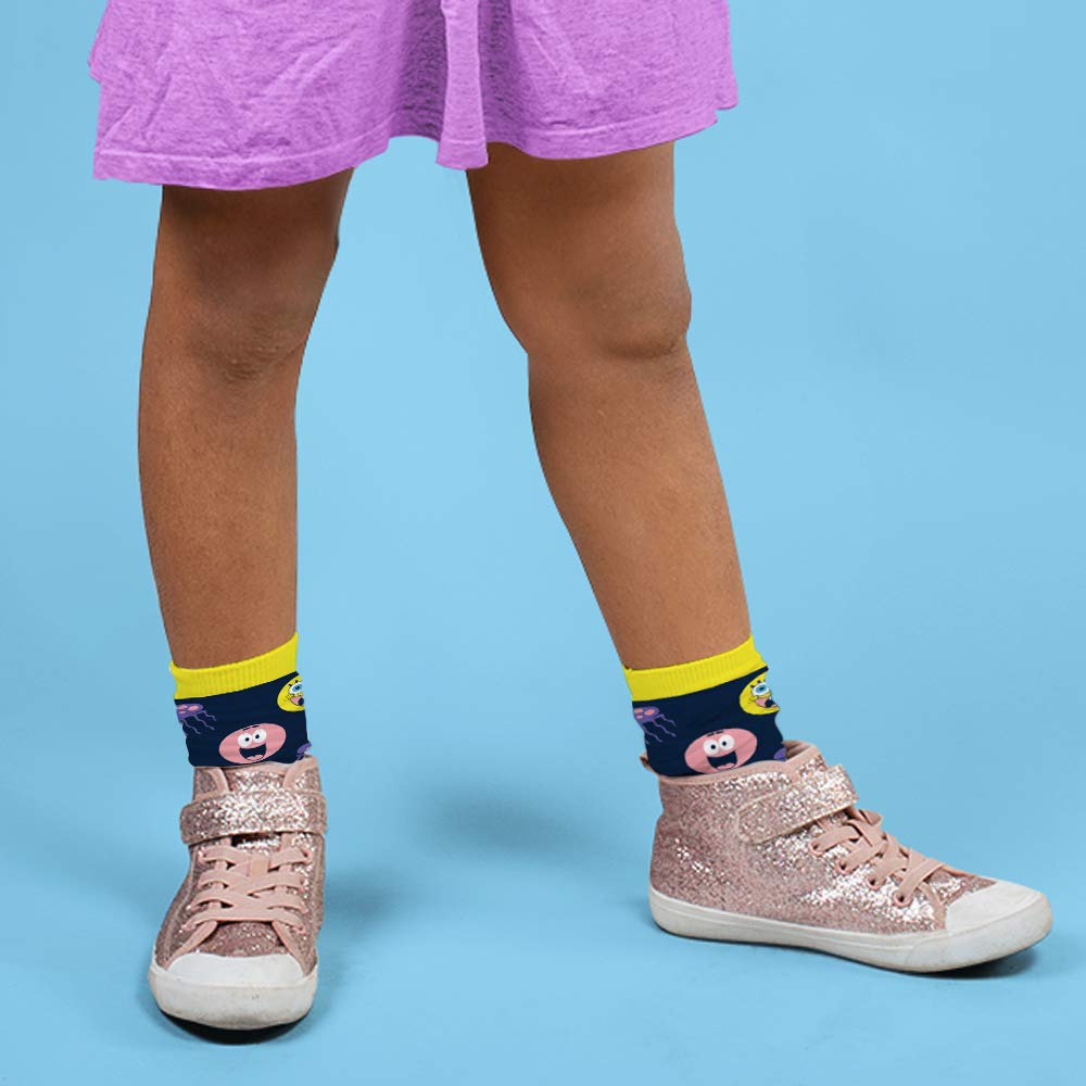 SpongeBob SquarePants Cartoon Character Socks for Kids - Fun & Comfortable Ankle Socks for Boys & Girls - Perfect for School, Playtime & Nickelodeon Fans