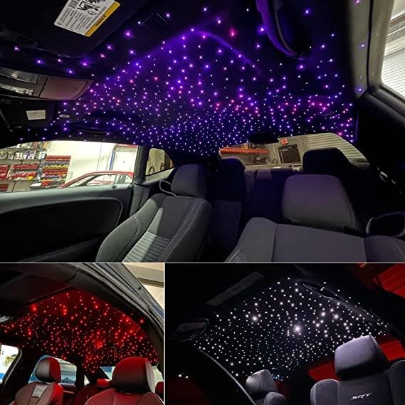 AMKI 32W High Brightness Fiber Optic Star Ceiling Kit - 1000pcs Twinkle Lights, 0.03in 16.4ft RGBW Fiber Strands with Sound Activation & APP Remote Control for Car, Home, Bedroom, Theater Ceiling Decoration | Create Stunning Galaxy Effects for Parties, Romantic Nights & Home Theater Ambiance