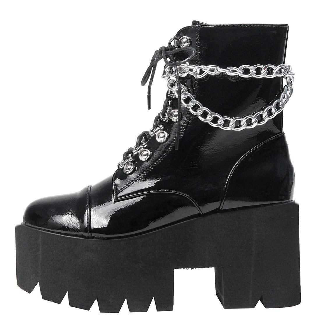 Caradise Women's Gothic Platform Combat Boots - Punk Chunky Heel Lace-Up Ankle Booties for Alternative Fashion & Night Out Outfits
