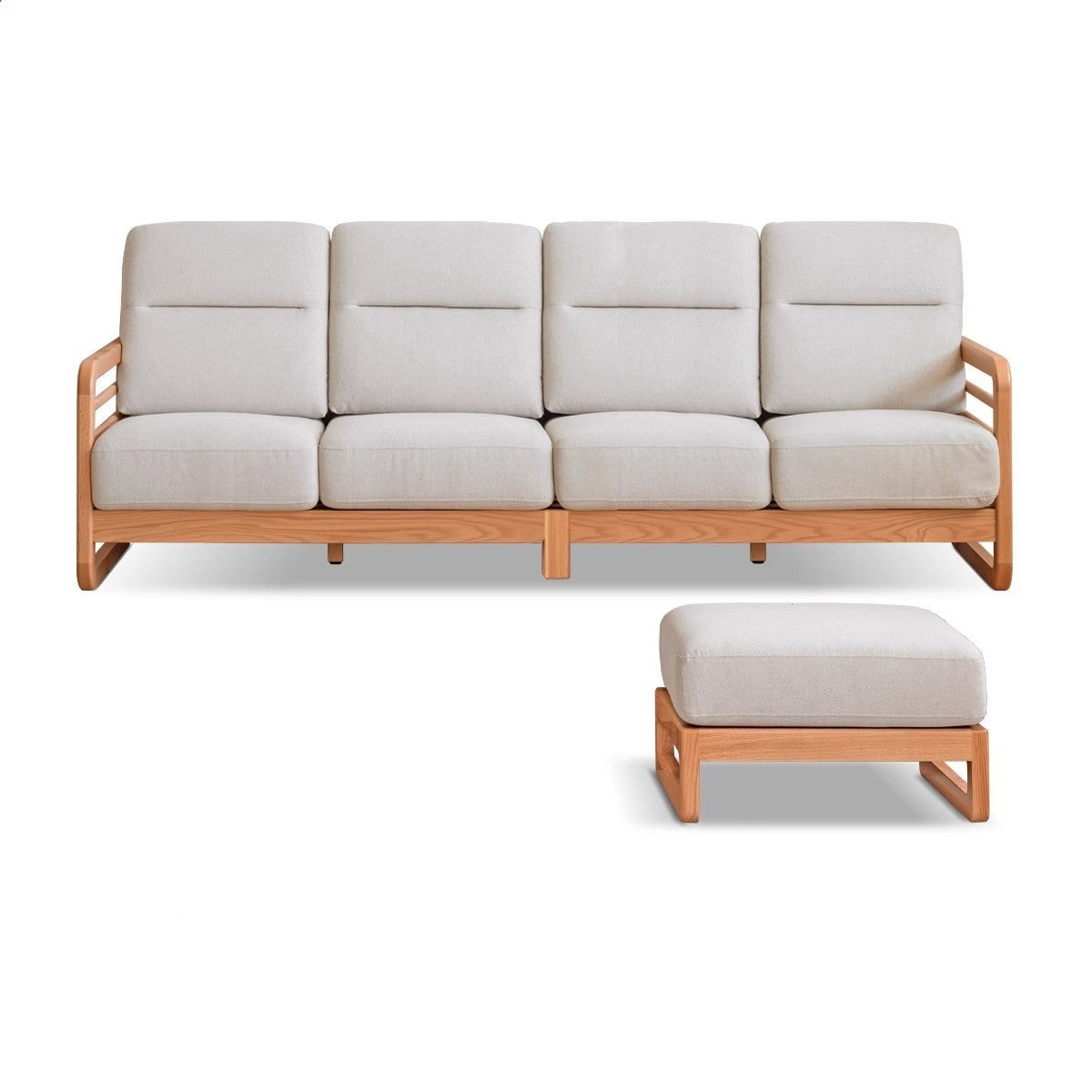 Oak Wood Fabric Sofa with String Style Backrest - Modern Living Room Furniture for Comfortable Home Decor