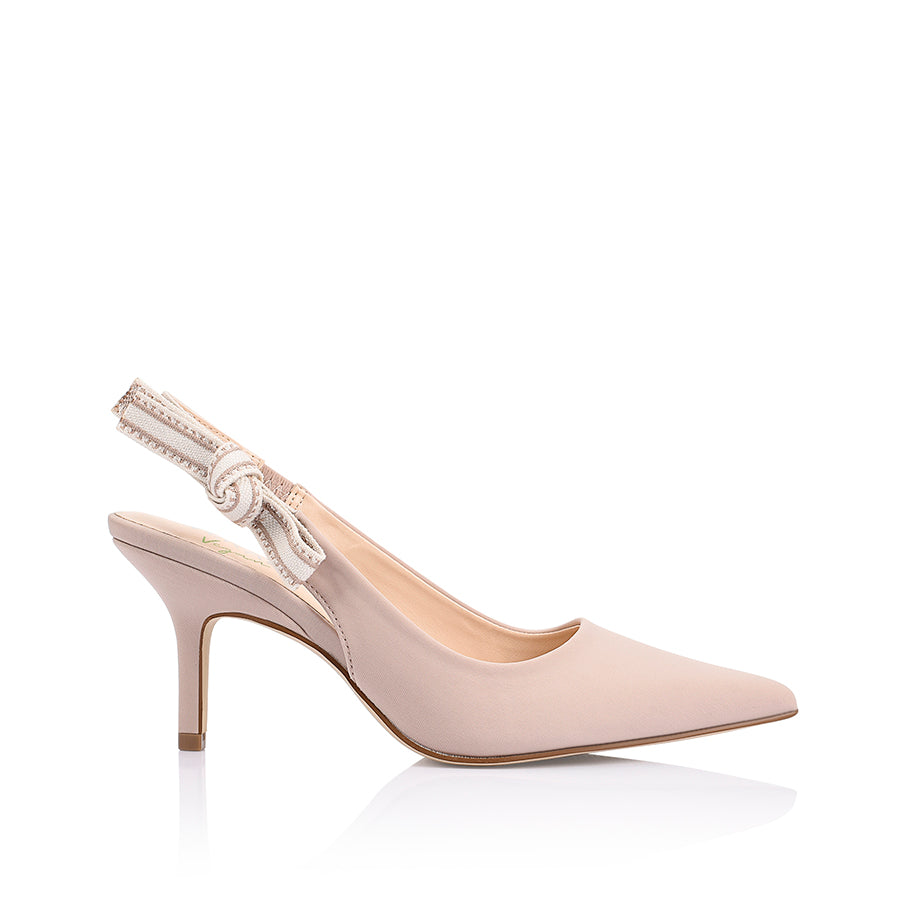 Shaan Slingback Stilettos - Women's Beige Knit High Heels for Party, Wedding & Evening Wear | Comfortable & Stylish Dress Shoes