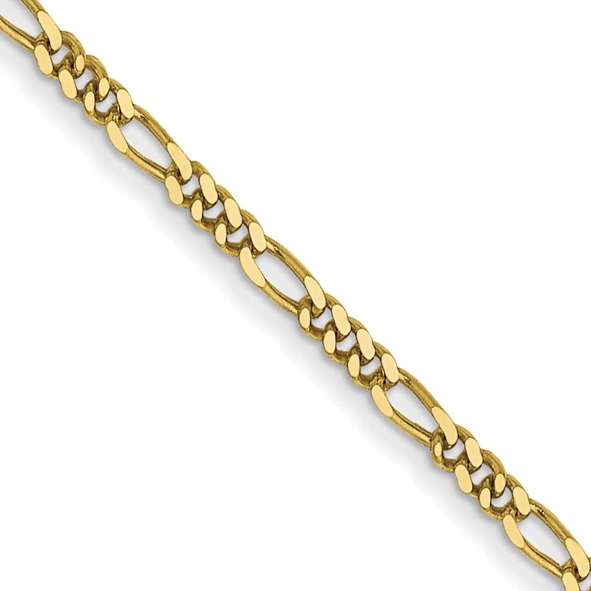 10K Yellow Gold Figaro Chain Anklet - 1.25mm Flat Solid Gold Ankle Bracelet for Women (16