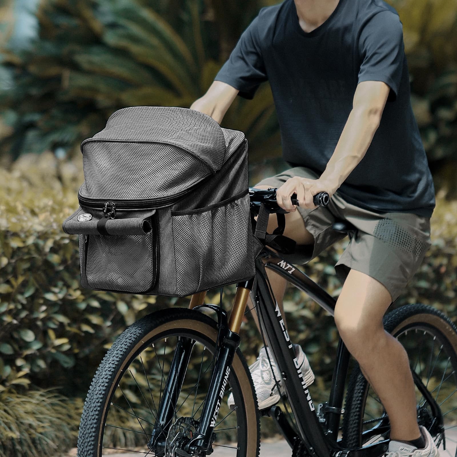 Dog Bike Basket Carrier - Breathable Mesh Window Pet Basket for Bikes | Front & Rear Mount Cat & Dog Carrier | Perfect for Cycling, Commuting & Outdoor Adventures