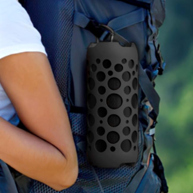 FIZZYBERRIES 2-in-1 Mini Bluetooth Speaker with Wireless Earbuds - Portable Outdoor Speaker with Deep Bass, Built-in Mic for Home, Party, Sports & Travel - Perfect for Camping, Gym Workouts and Beach Outings (Black)