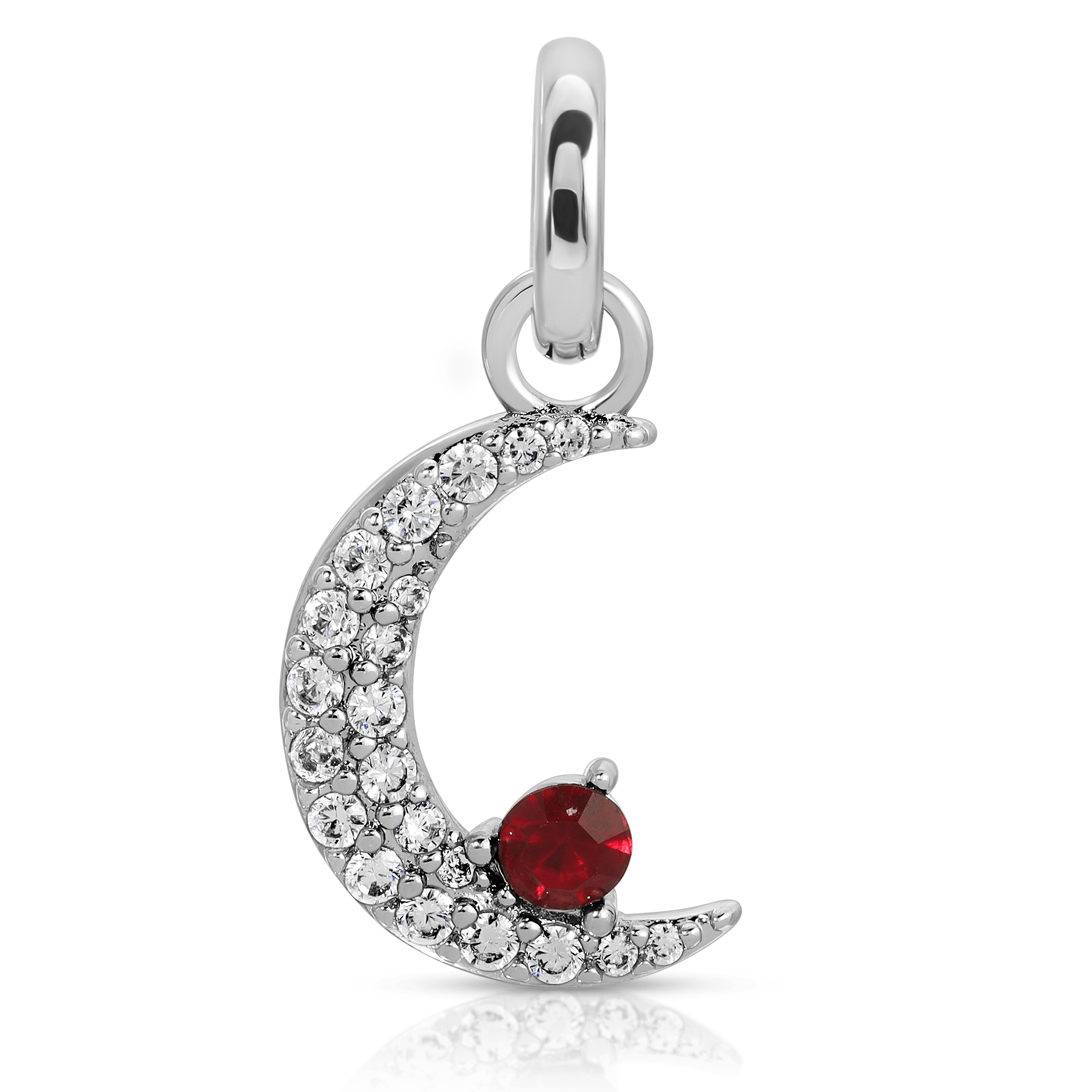 July Birthstone Ruby Charm - Elegant Moon Pendant for Necklace, Jewelry Gift for Women & Girls - Perfect for Birthdays, Anniversaries & Special Occasions